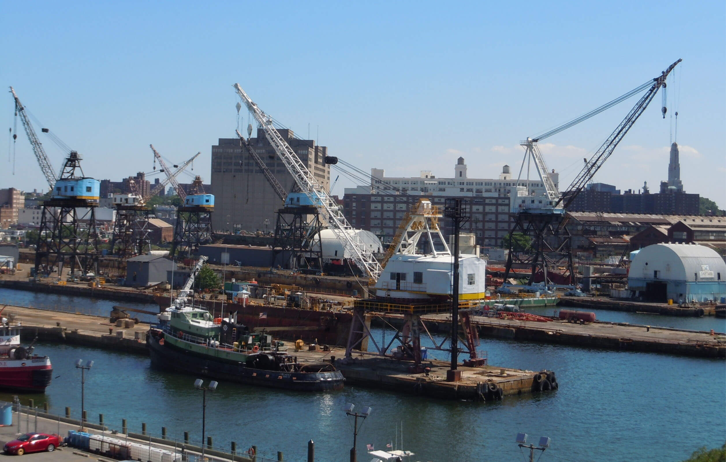 Aerial shot of the Brooklyn Navy Yard