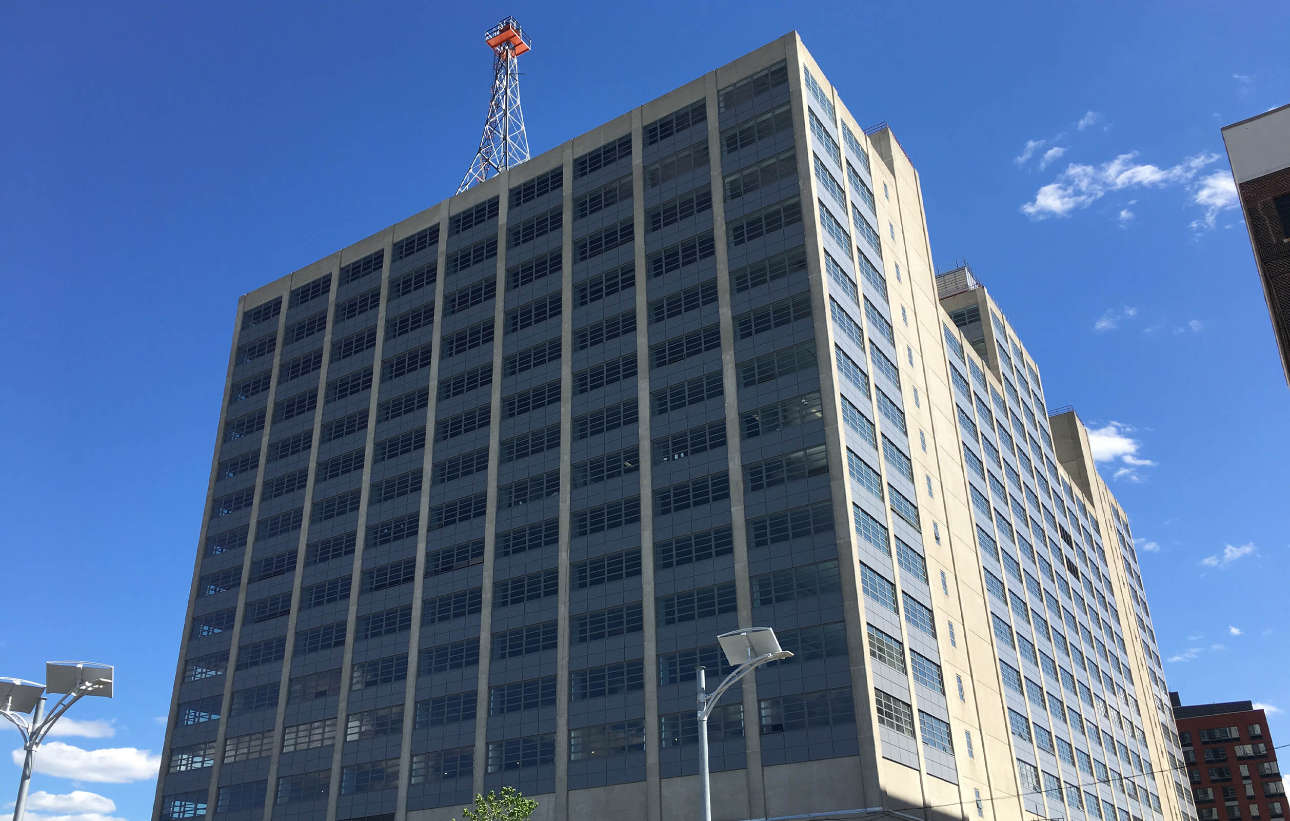 Ground level view of the cavernous one million square foot Building 77 in Brooklyn