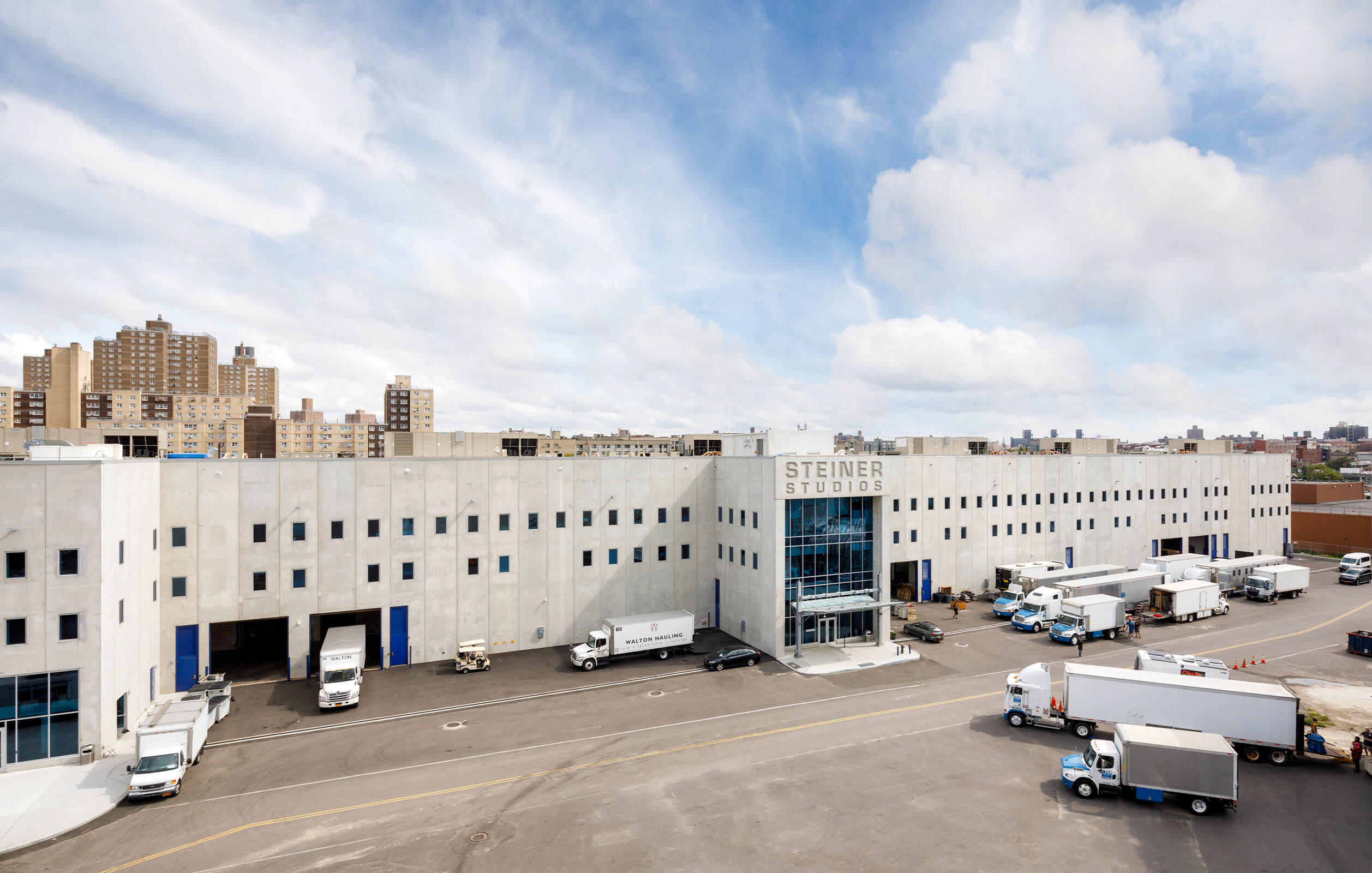 View of six soundstages and production support space totaling 177,000 at Steiner Studios