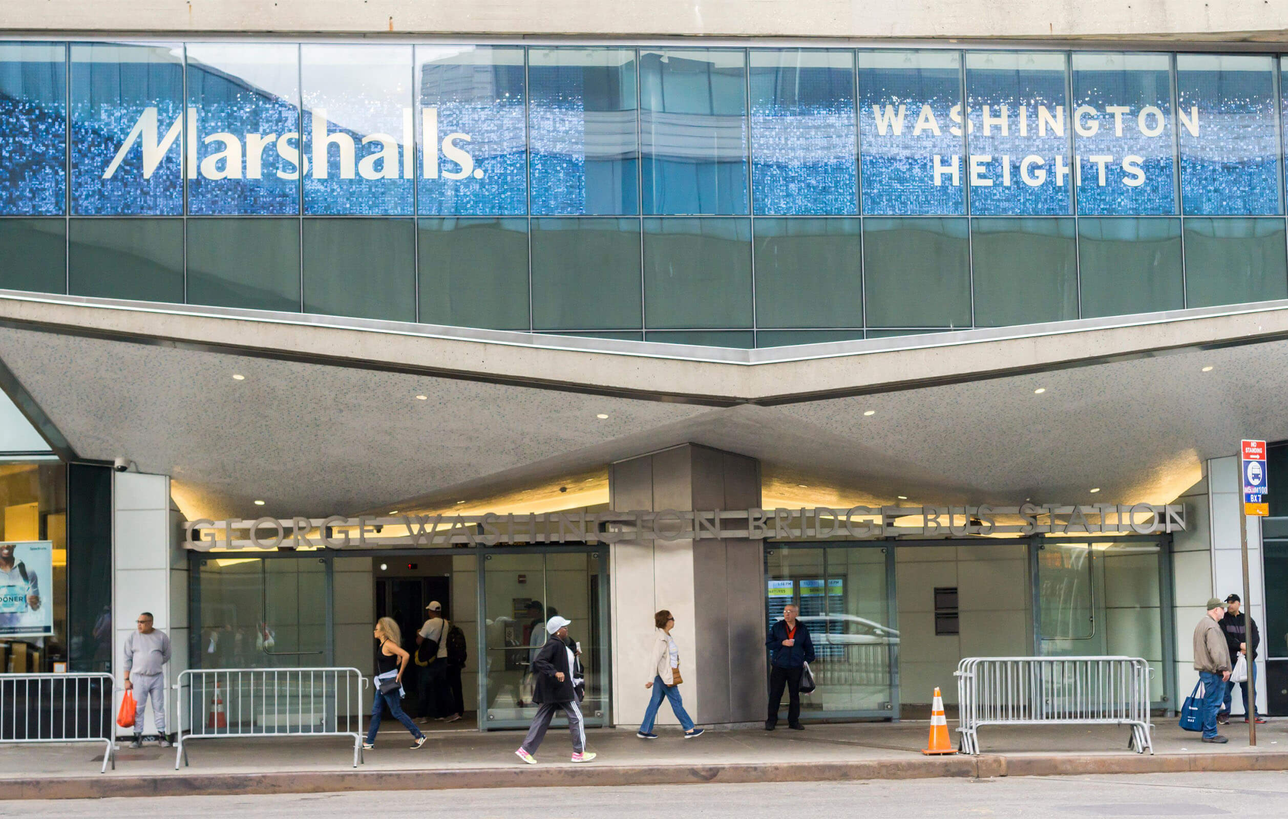 Entrance to the GWB Bus Station retail mall in Washington Heights