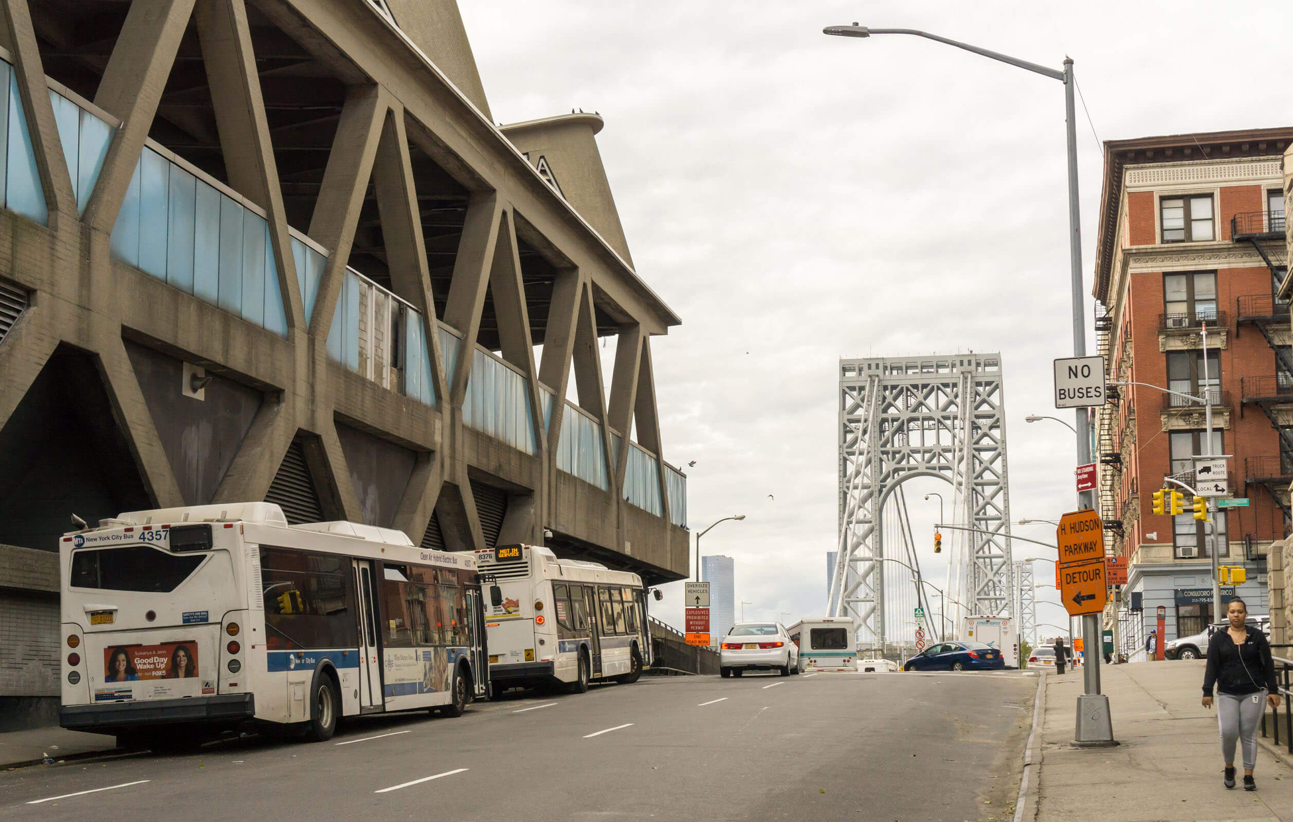 Looking west from the GWB Bus Station to the George Washington Bridge