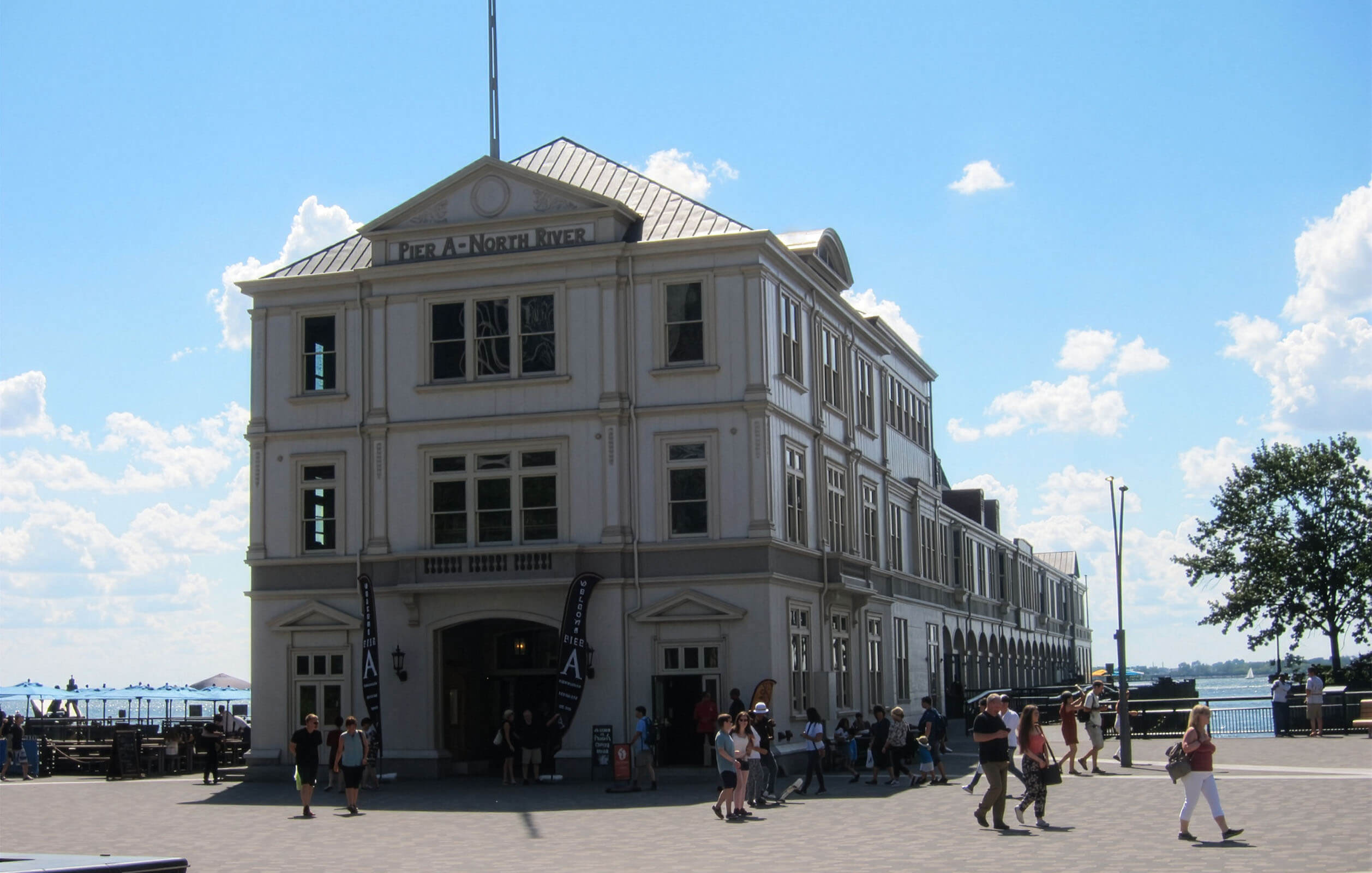 Entrance to and plaza surrounding Pier A