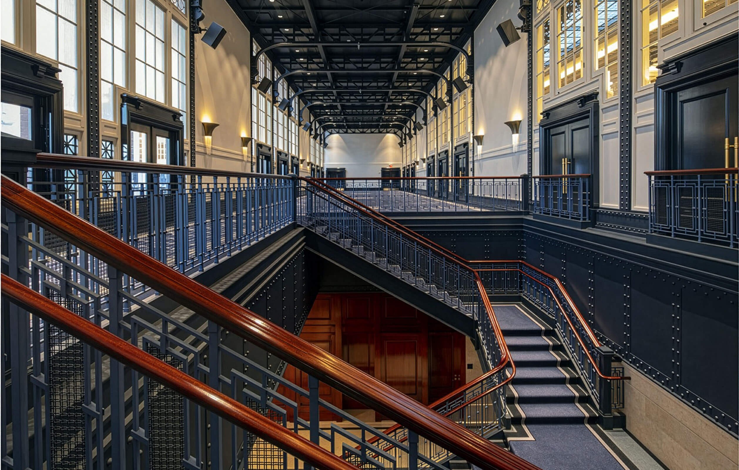 Interior stairways in the renovated Battery Maritime Building