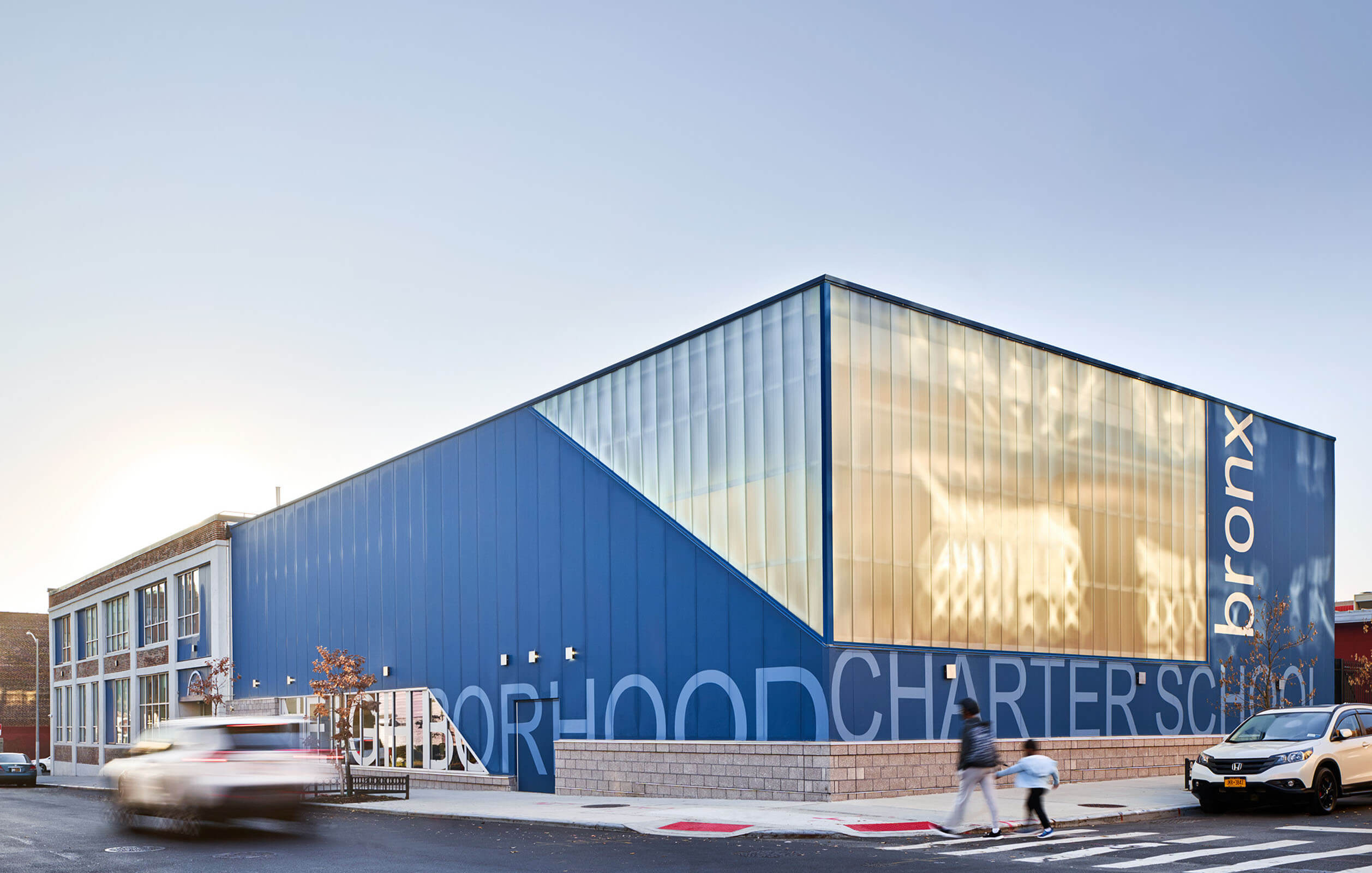 Exterior of the 52,000 square foot Neighborhood Charter School in the Mott Haven section of the Bronx