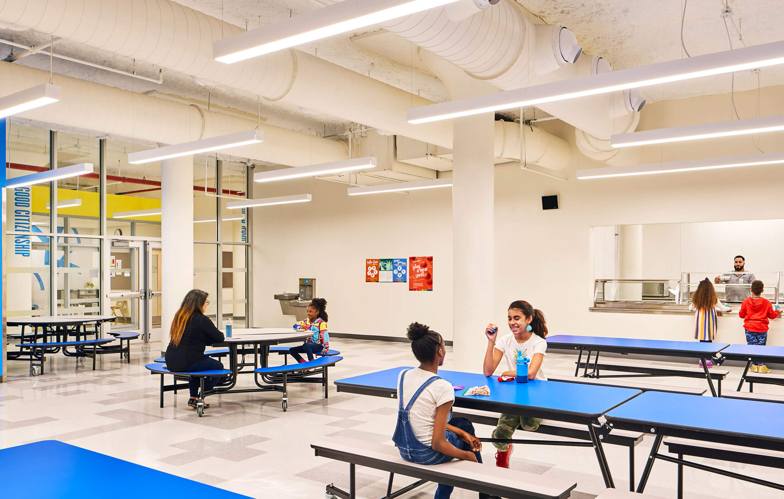 Students in the cafeteria at the Neighborhood Charter School in the Bronx