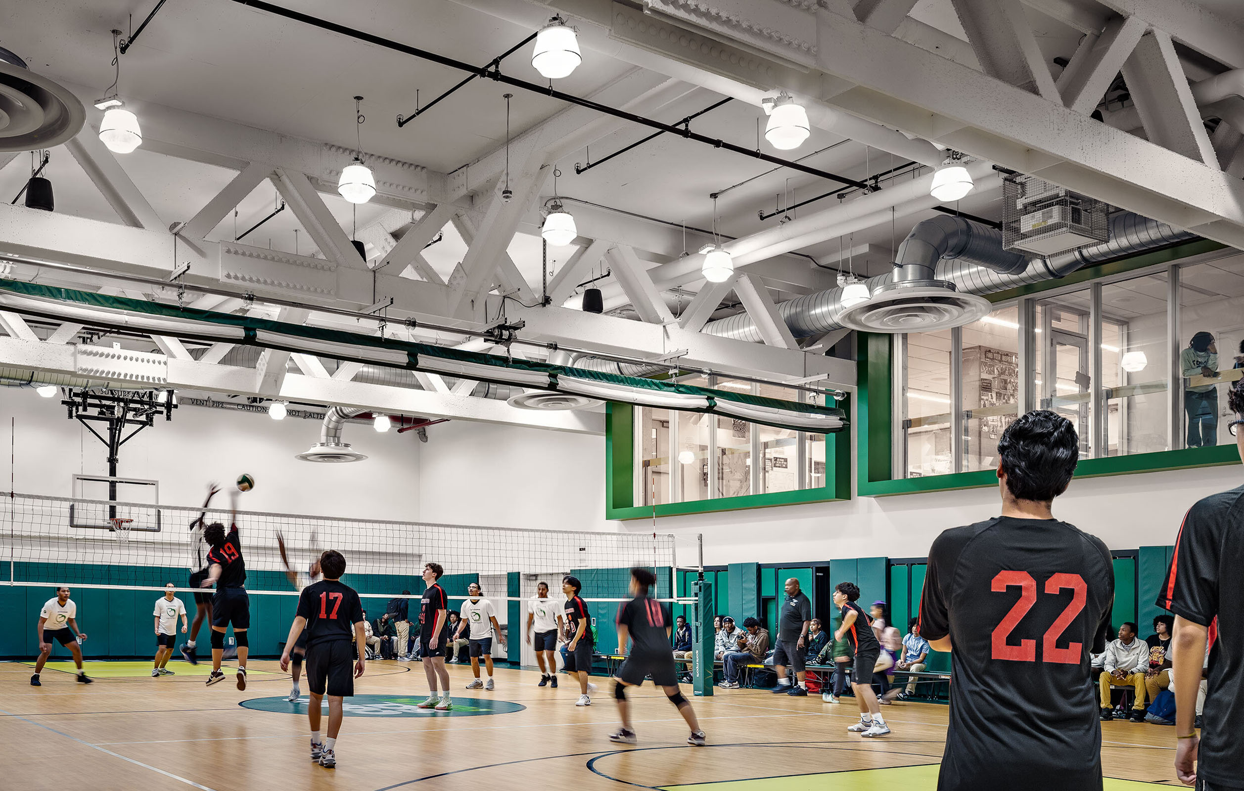Basketball court at the 45,000 square foot Comp Sci High in the Bronx