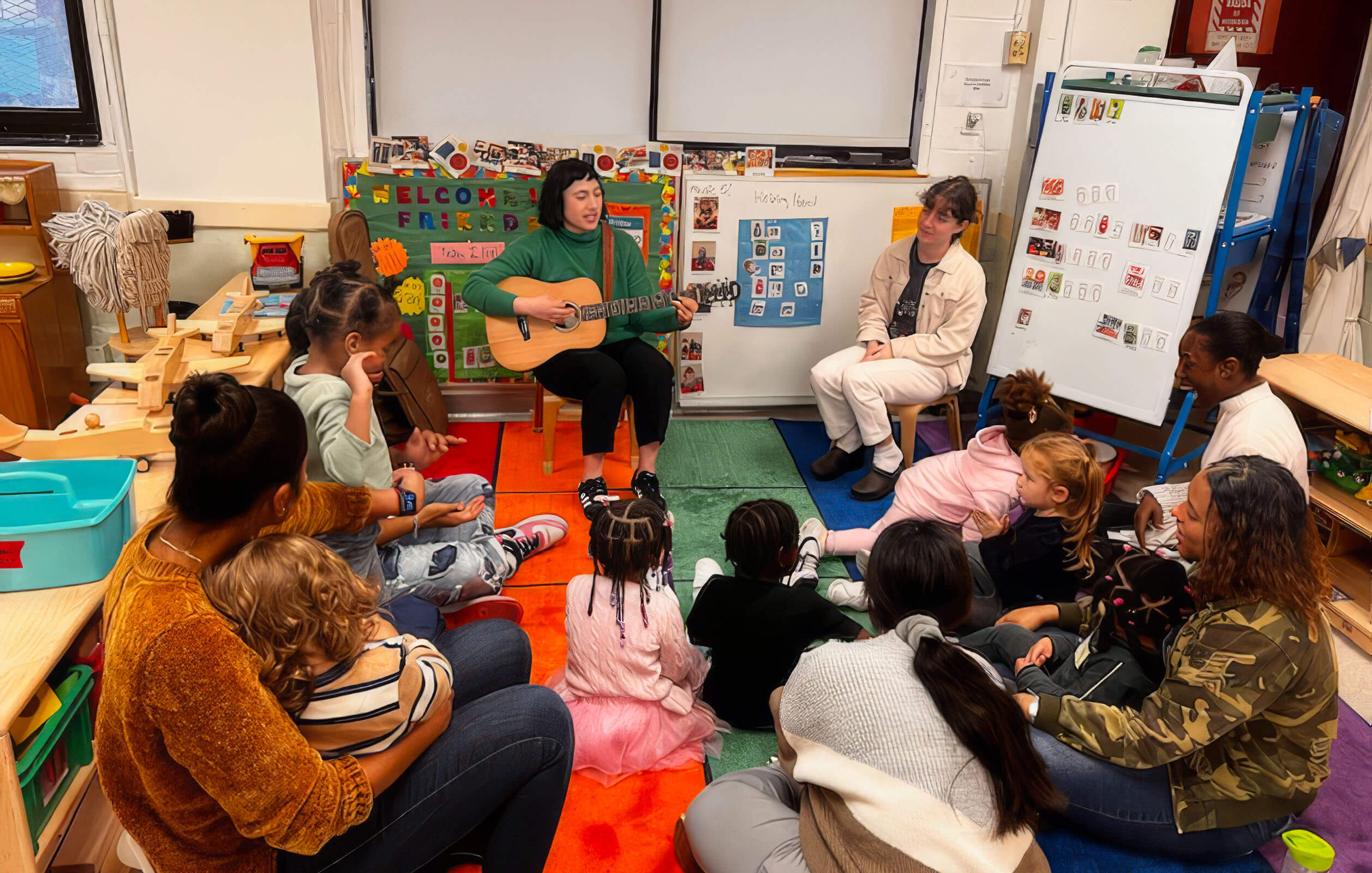 Teachers in a classroom at one of Grand Street Settlement's Head Start early childhood education centers
