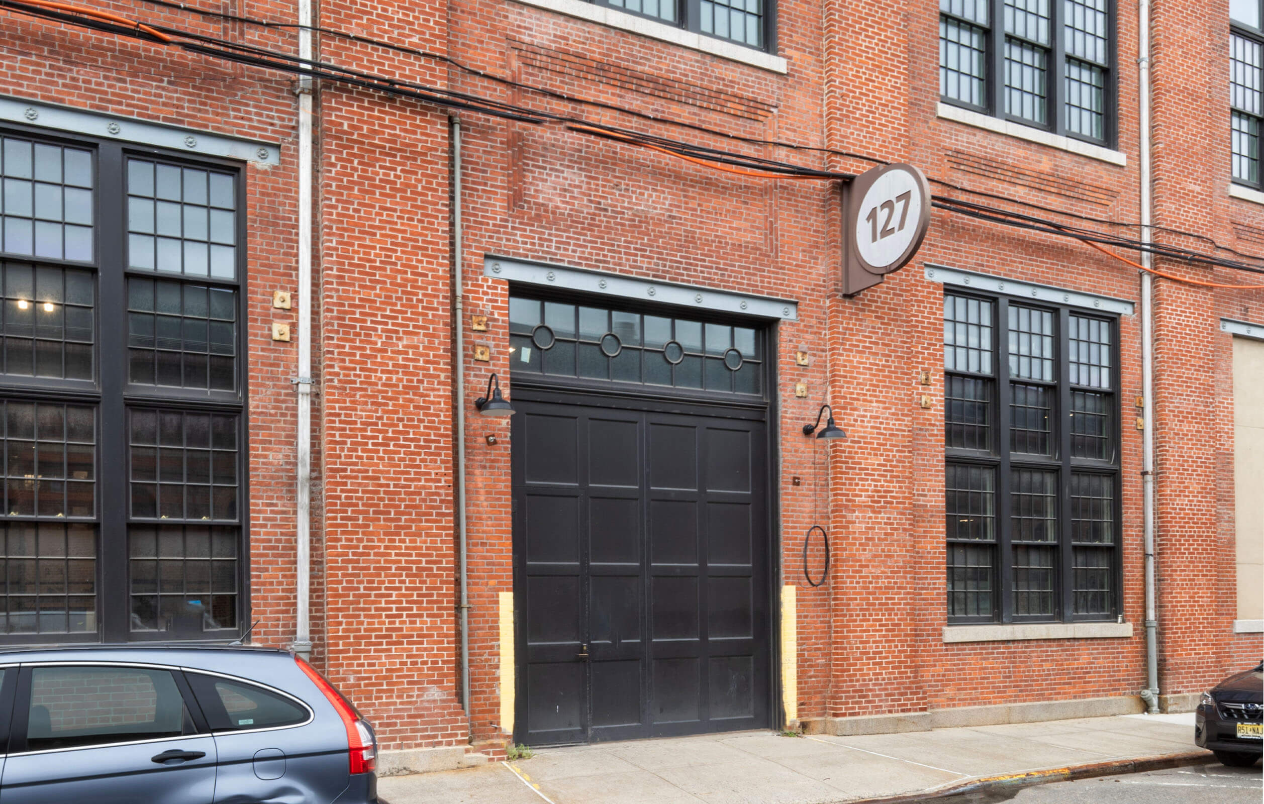 View of windows and entrance to Building 127