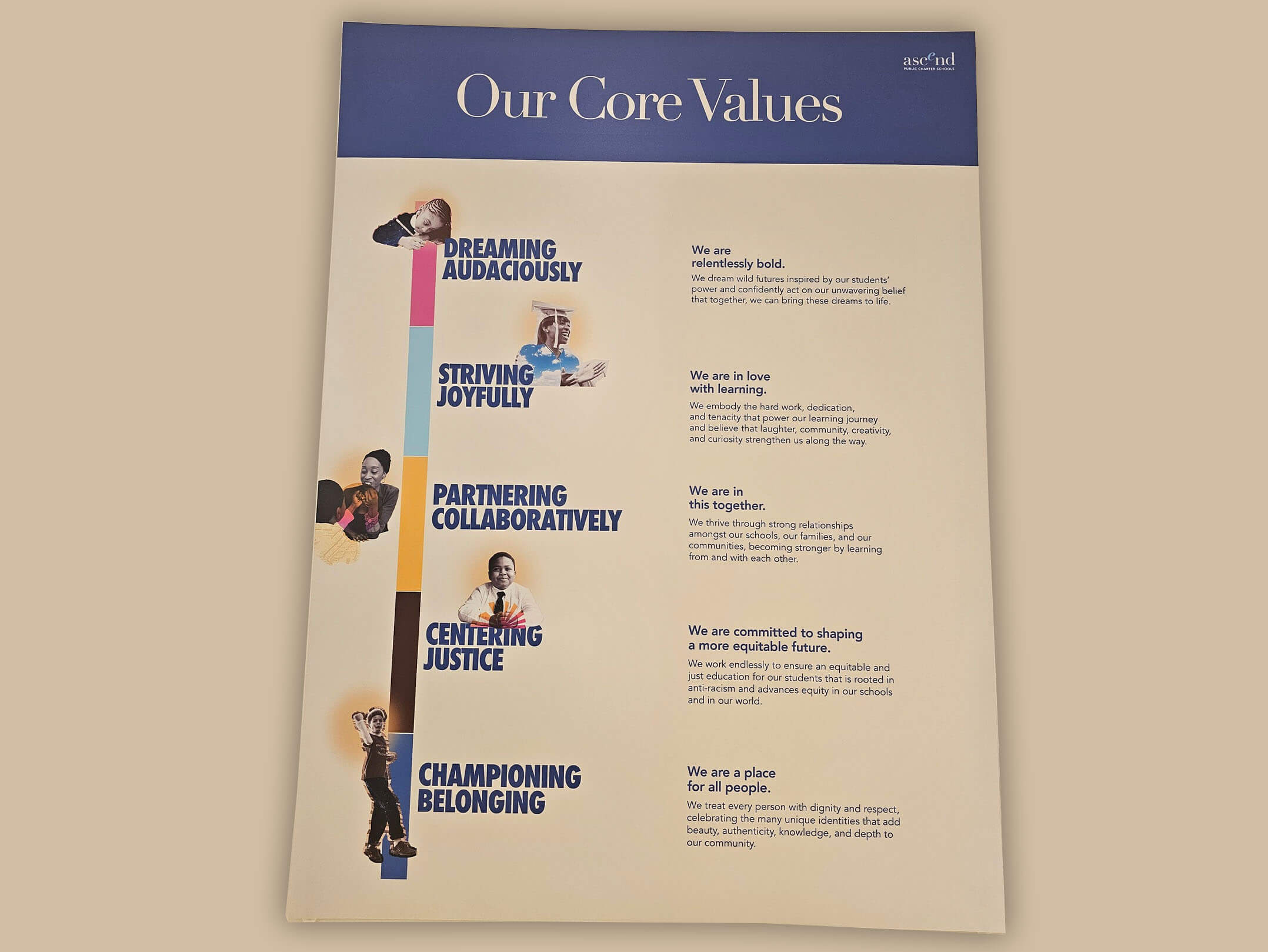 Signage explaing Core Values of Cypress Hills Ascend Middle School in Brooklyn