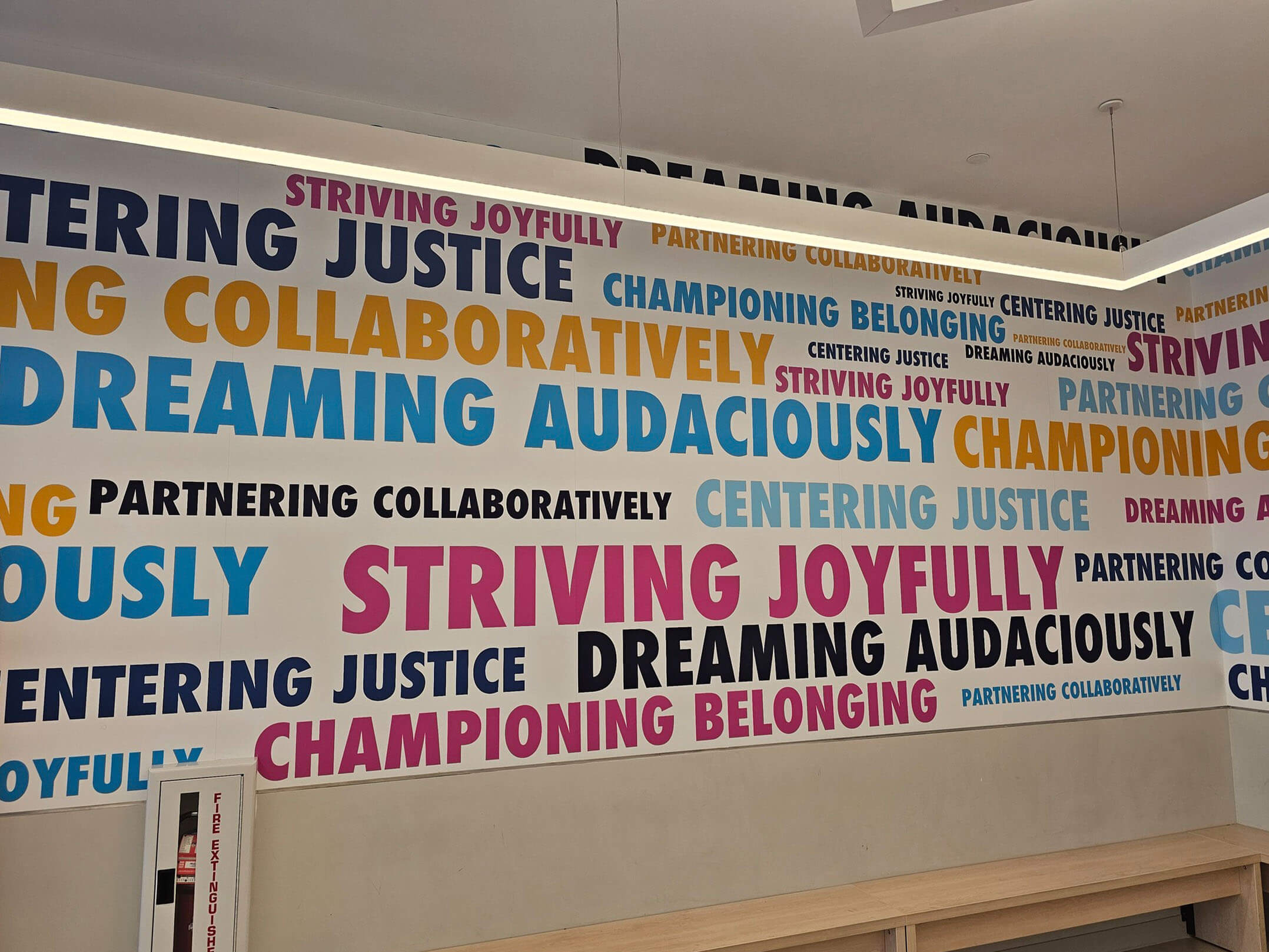 Motivational signage along the walls at Cypress Hills Ascend Middle School