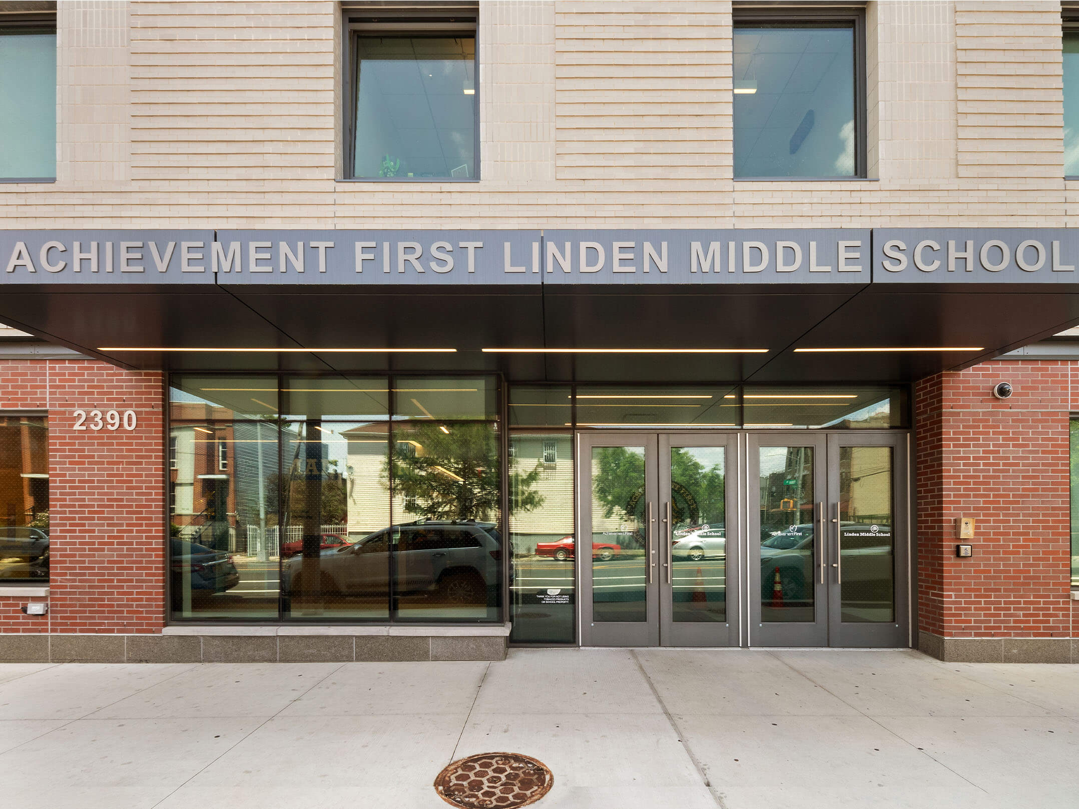 The entrance to the Achievement First Linden Middle School in the East New York section of Brooklyn