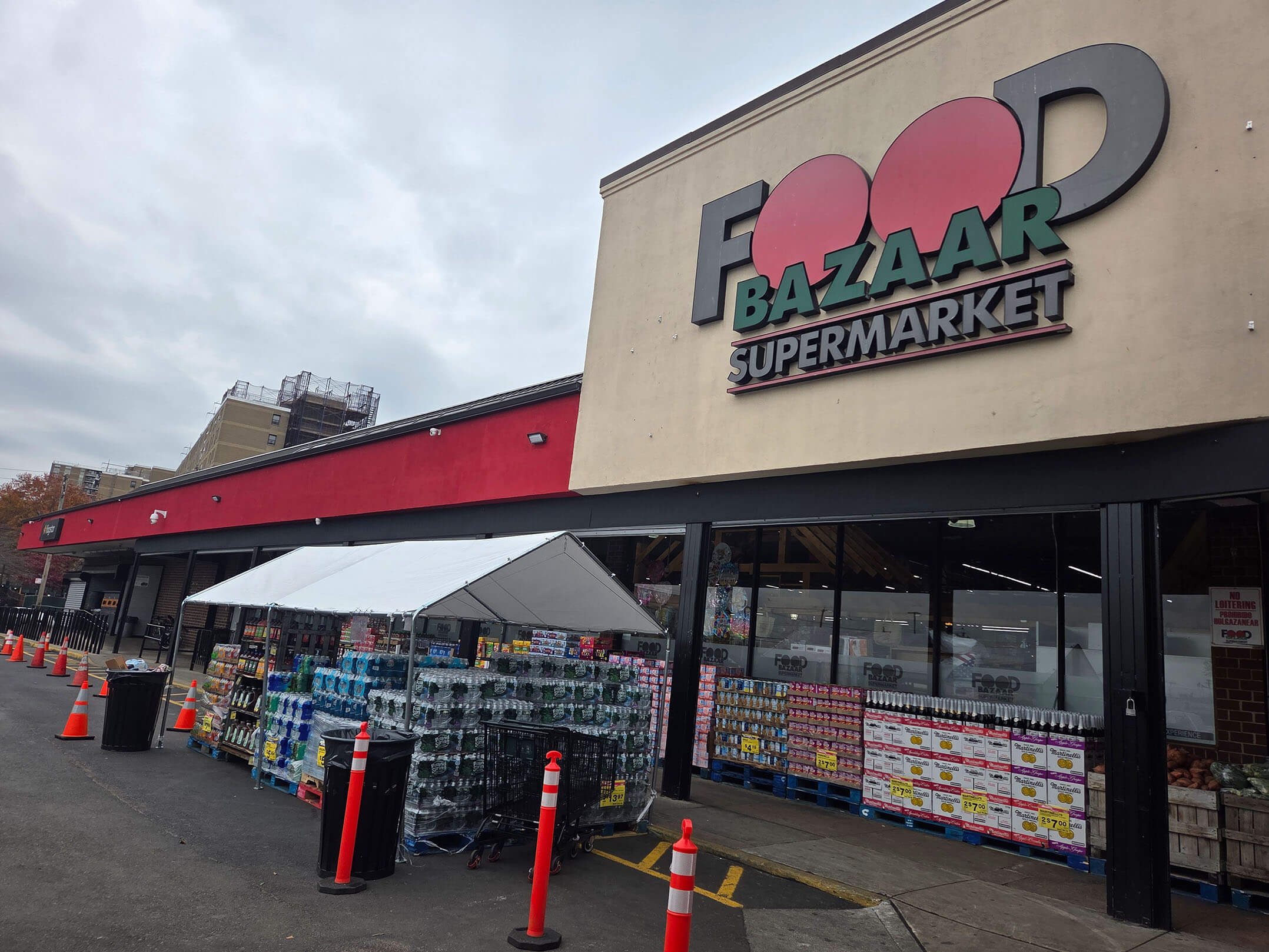 Entrance to Food Bazaar supermarket in the East New York section of Brooklyn