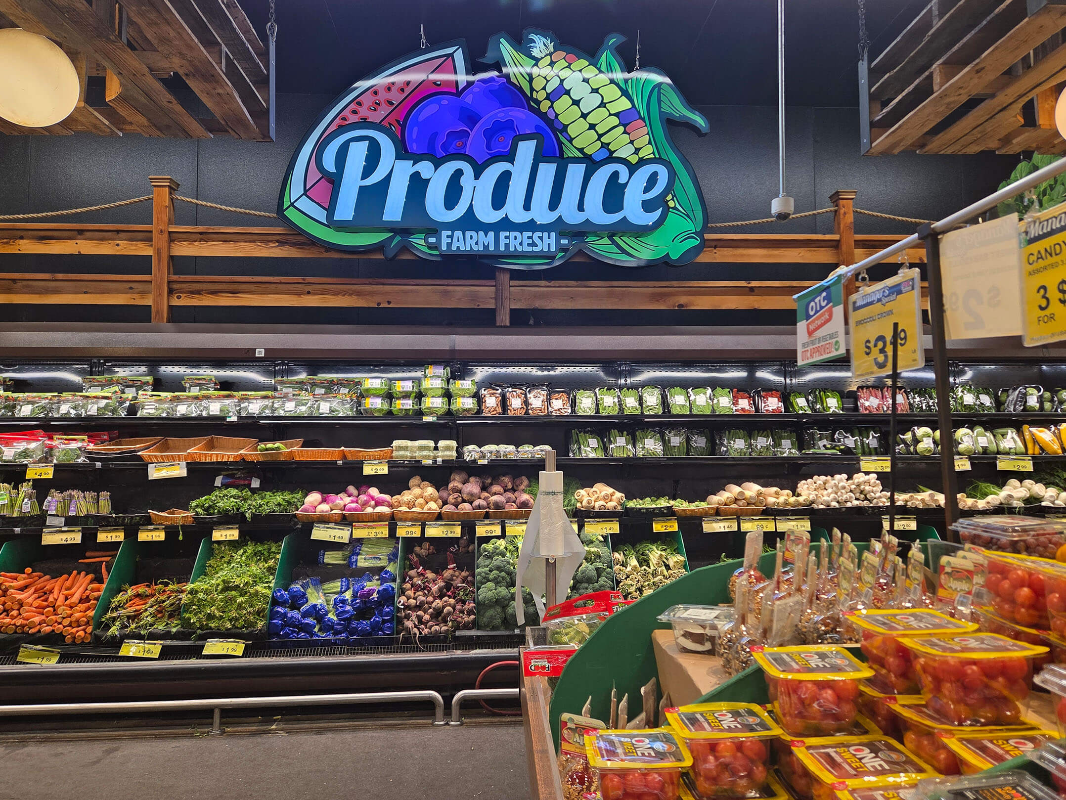 Fresh produce section of the new Food Bazaar supermarket operated by Bogopa Enterprises