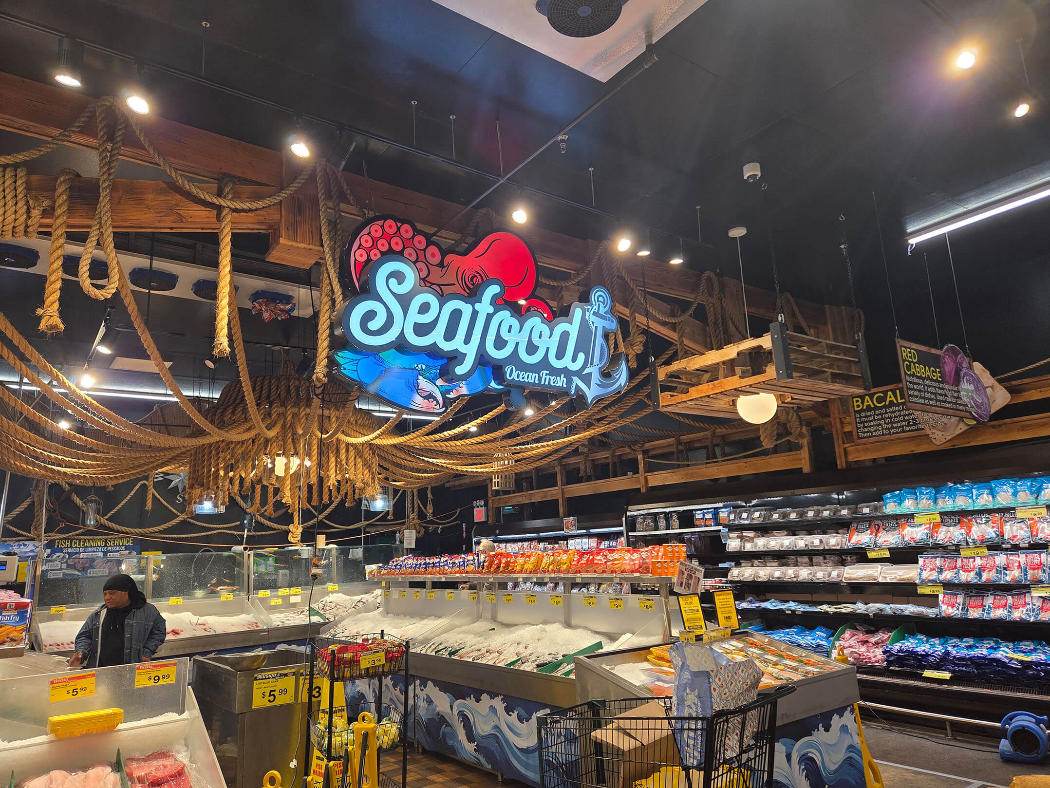 Fresh seafood section of Brooklyn's new Food Bazaar supermarket