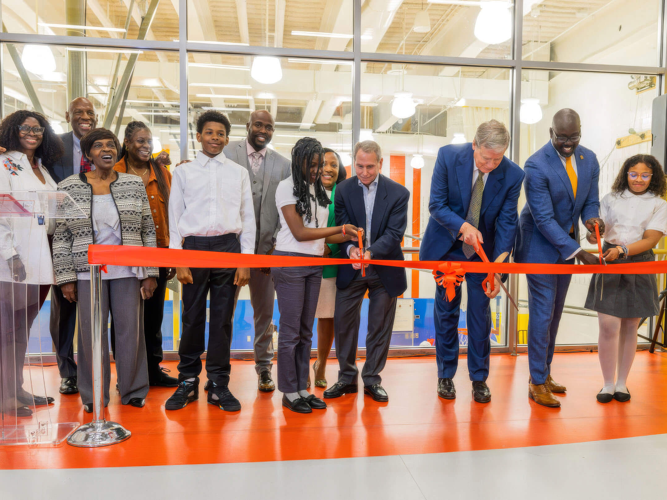 The ribbon cutting ceremony at the grand opening of the Harlem Childen's Zone Promise Academy II charter school located at 70 East 112the Street