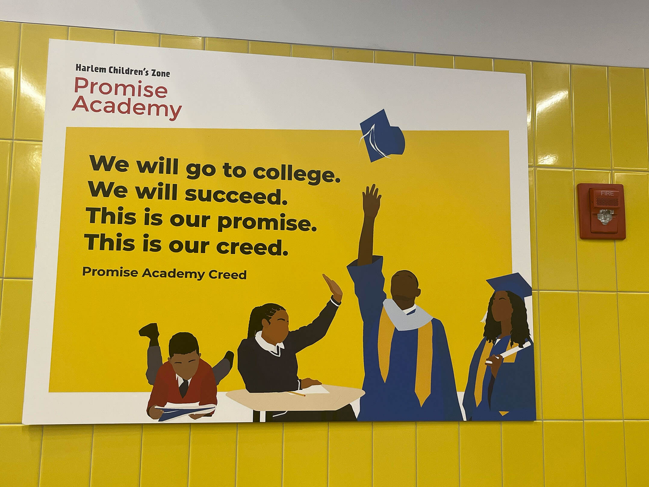 Inspirational sign on the wall inside Promise Academy II public charter school in Harlem
