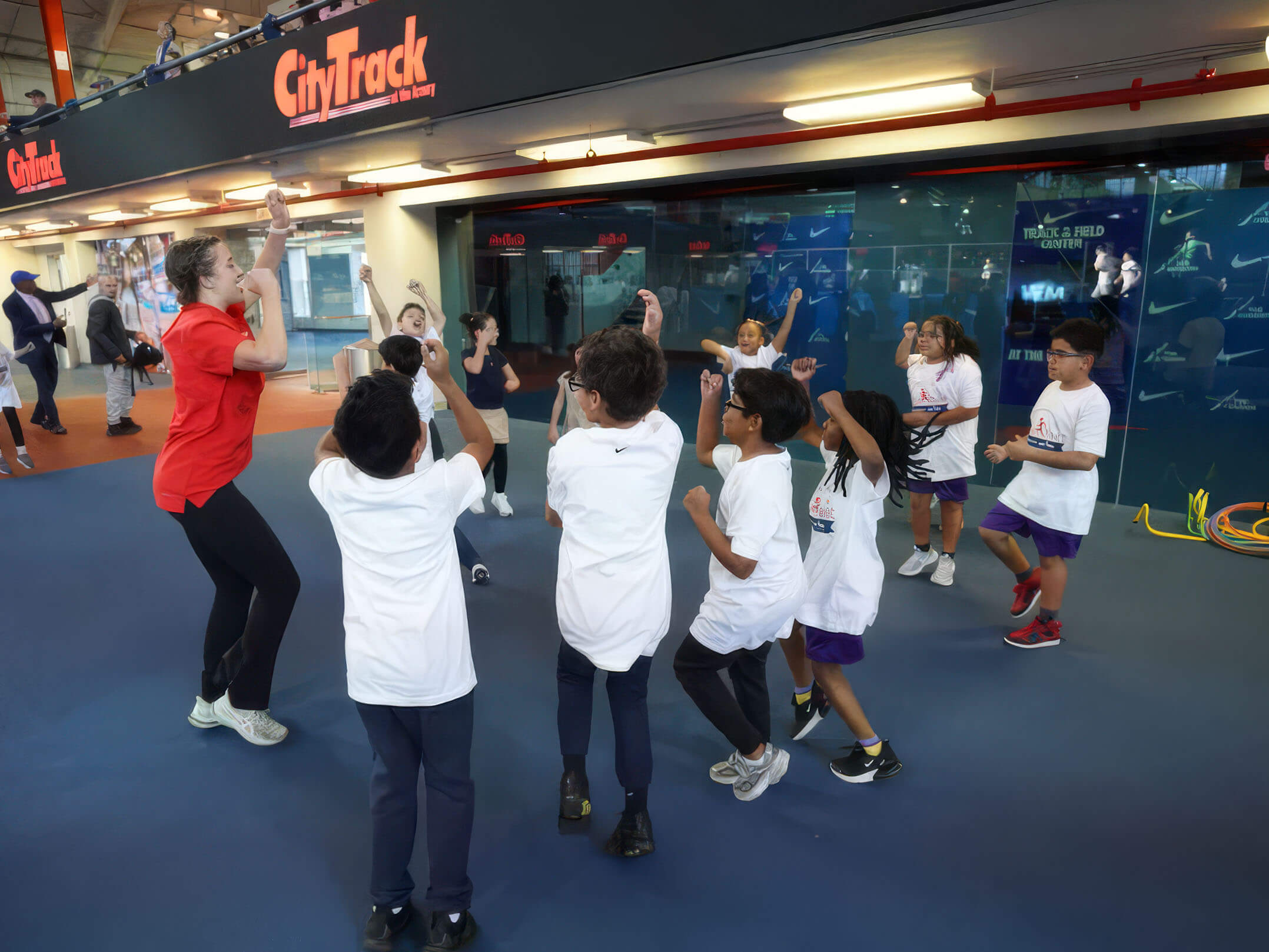 Kids dancing with their teacher at the Armory Foundation's after-school program