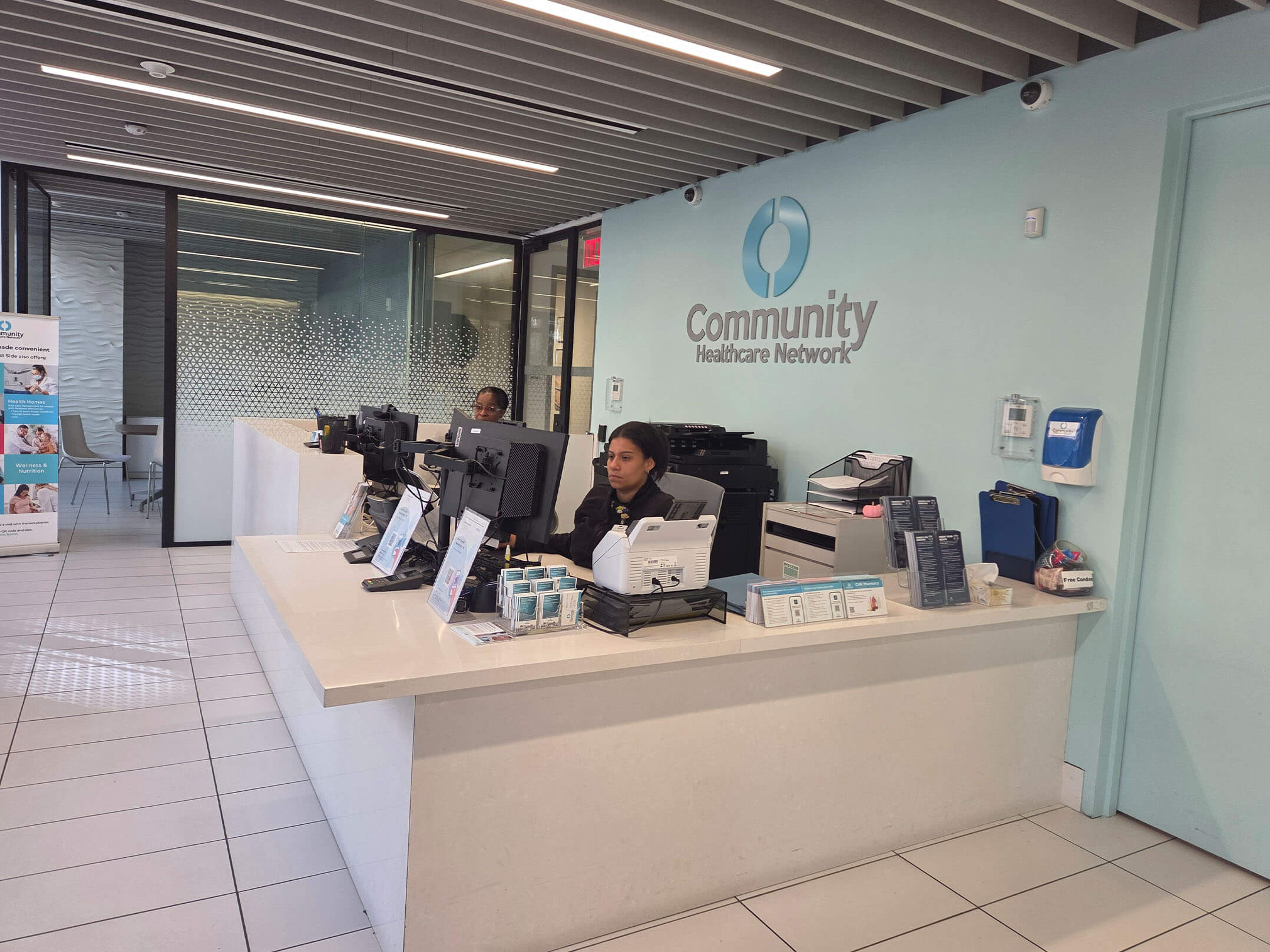 Reception desk at the Community Healthcare Network clinic in Manhattan