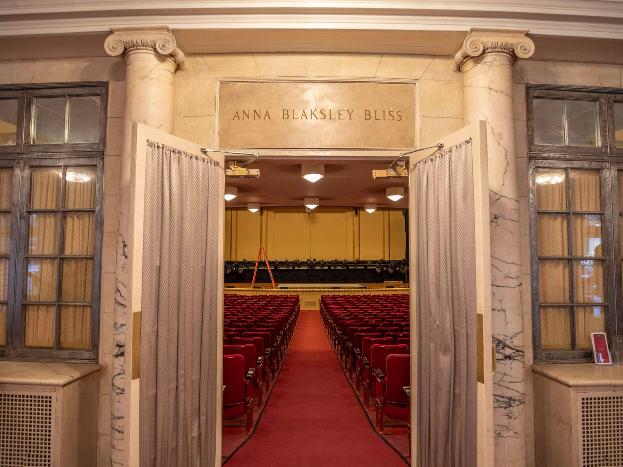 The entrance to the theater at The Town Hall