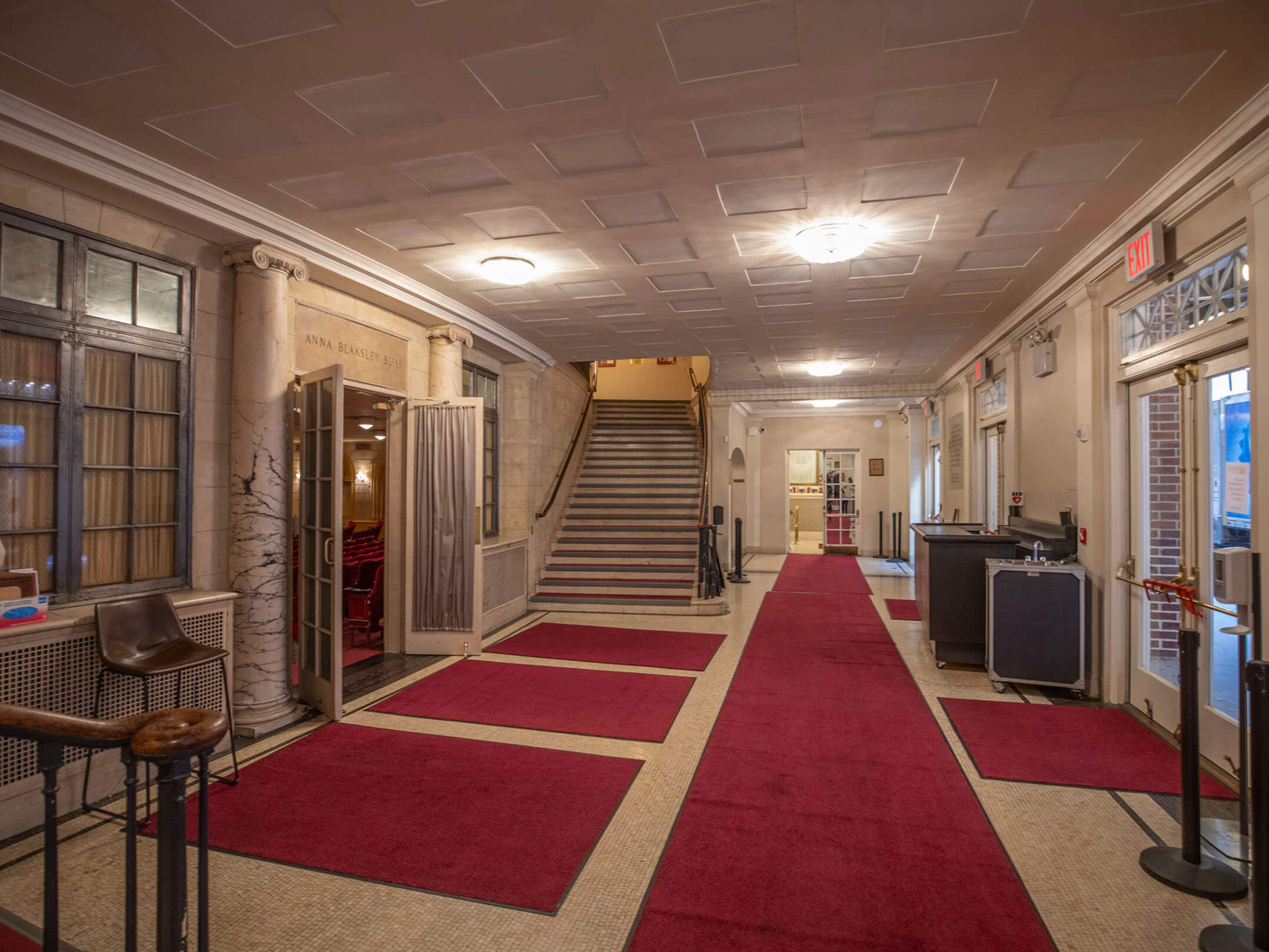 The lobby of the theater at The Town Hall