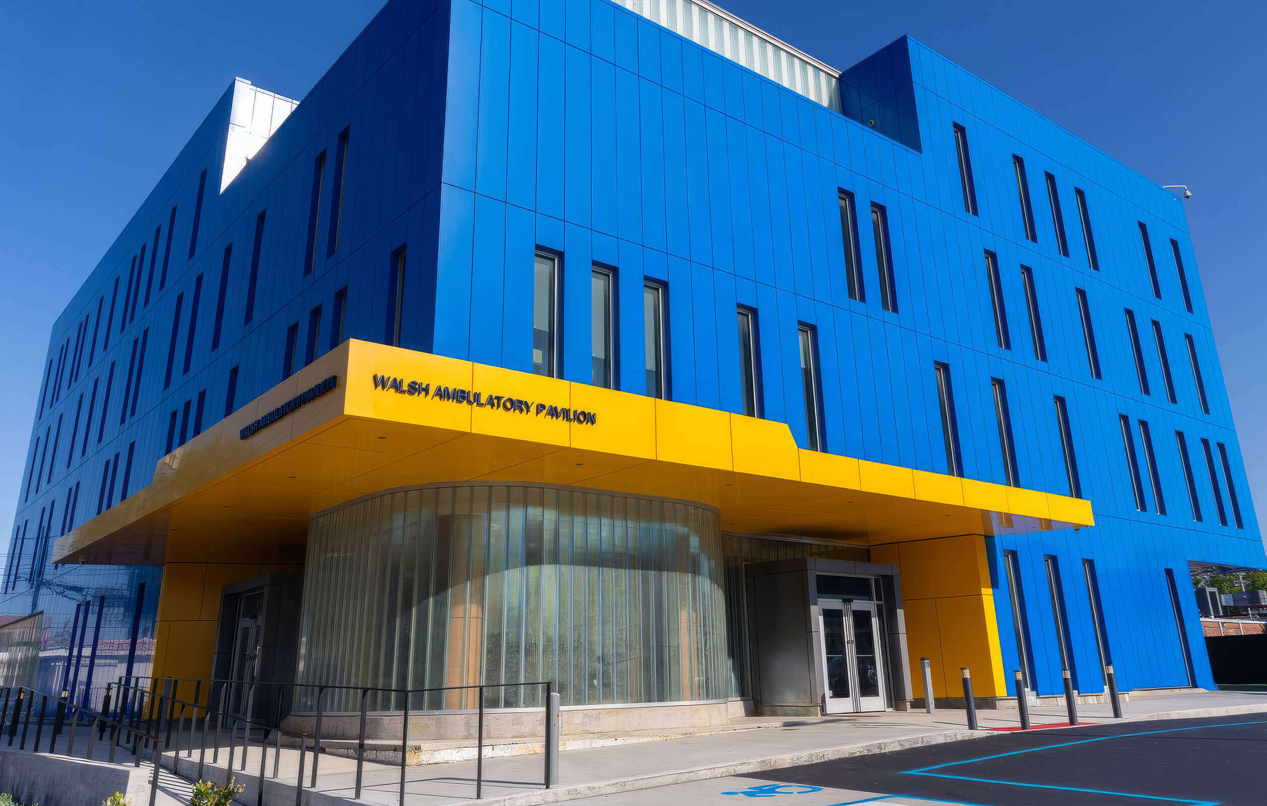 Exterior of the 52,000 square foot Walsh Ambulatory Pavilion at St. John's Episcopal Hospital in the Far Rockaway section of Queens