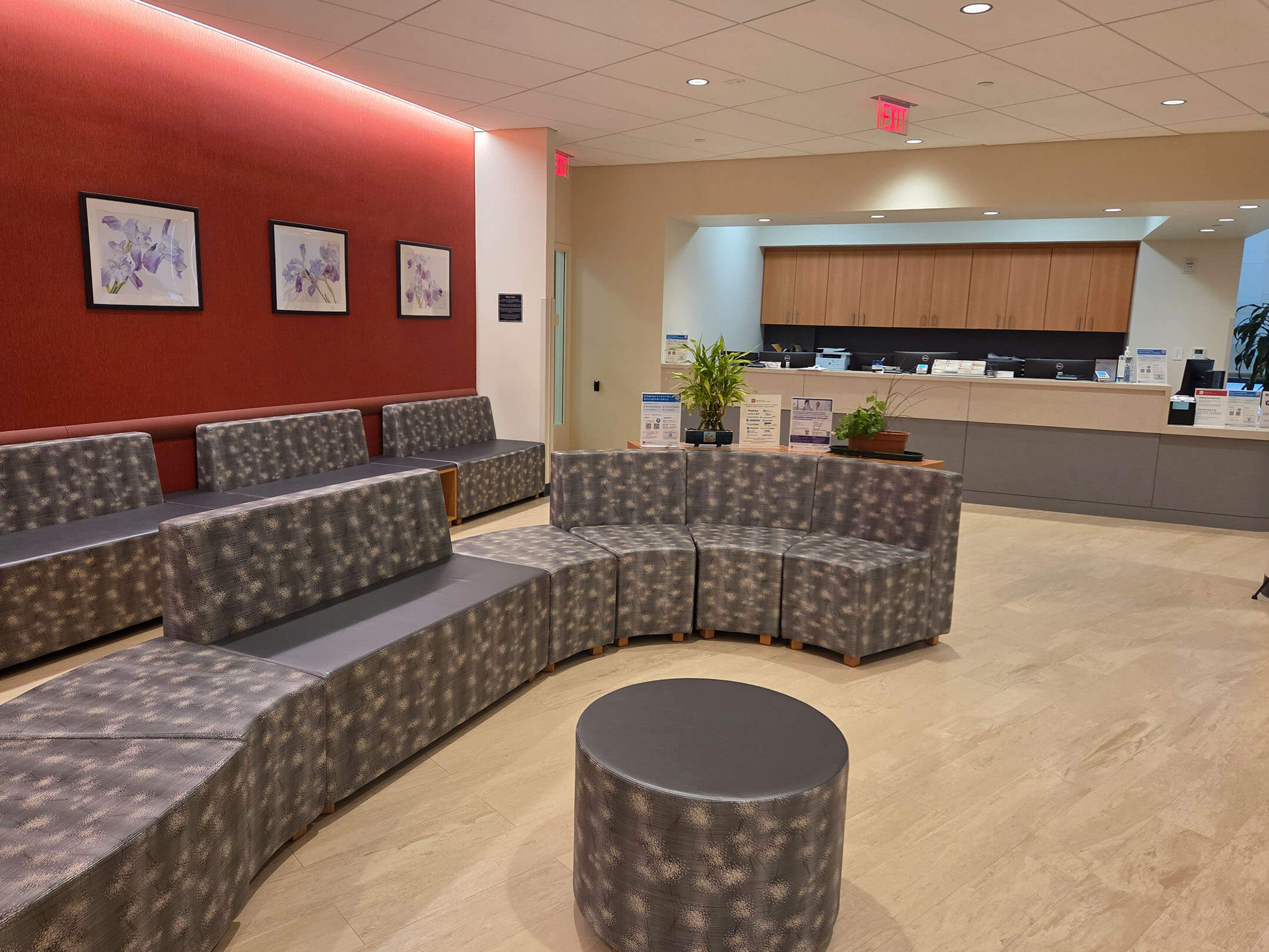 Lobby and reception are of the Charles B. Wang Community Health Center