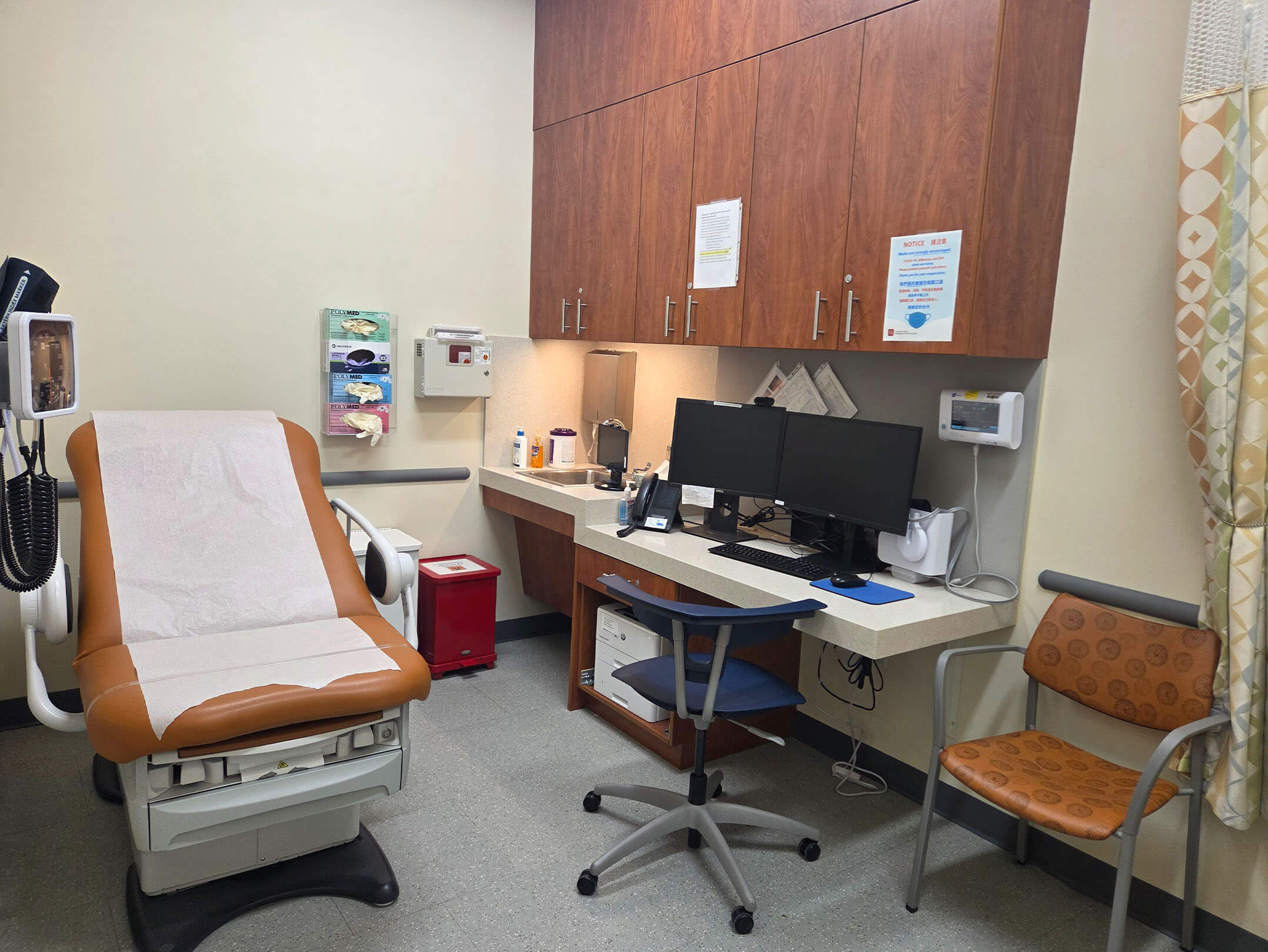 Medical examing room at the Charles B. Wang Community Health Center in Flushing, Queens