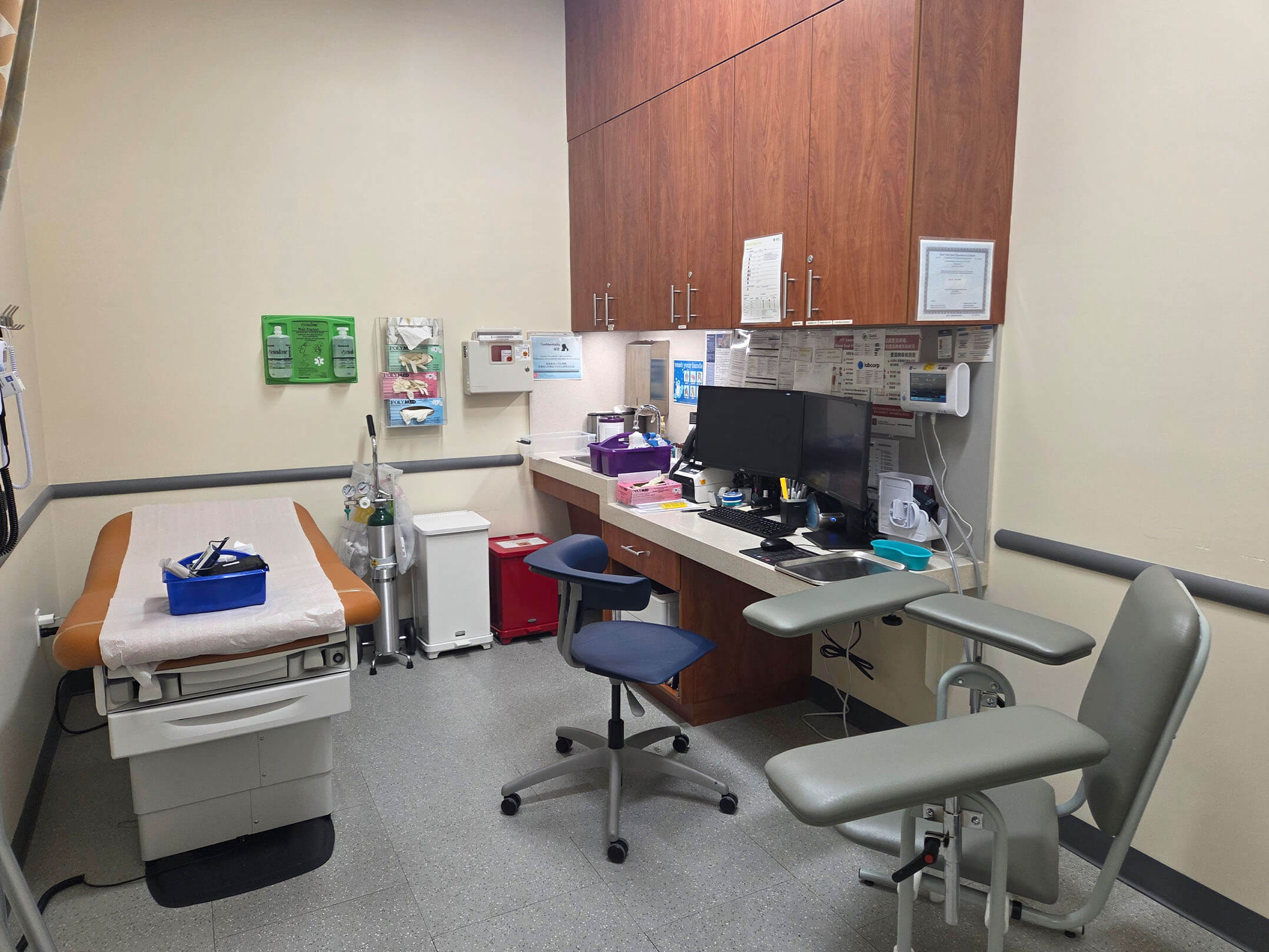 Examining room inside the Charles B. Wang Community Health Center in Flushing