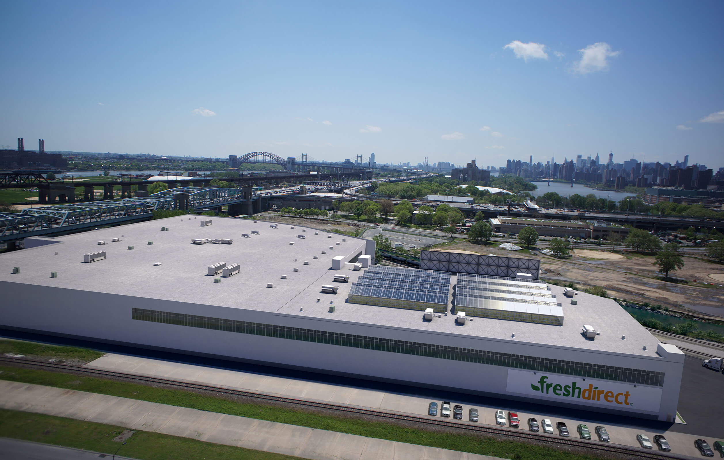 Overhead view of the Fresh Direct headquarters in the South Bronx