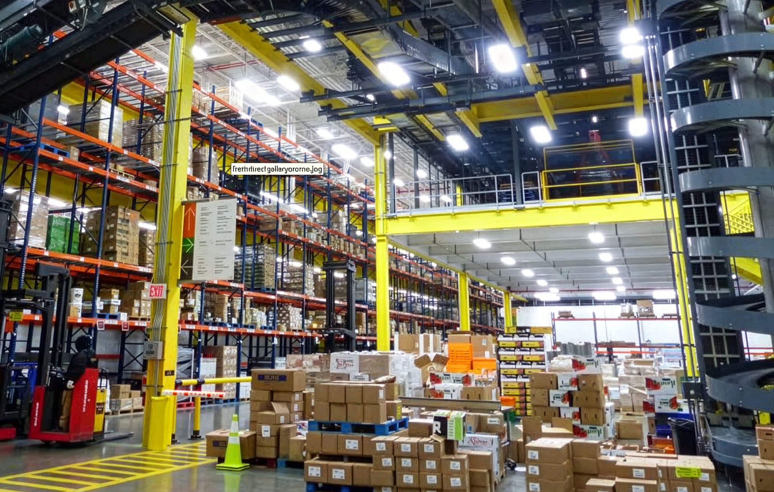 Inventory and equipment inside Fresh Direct's headquarters in the Bronx