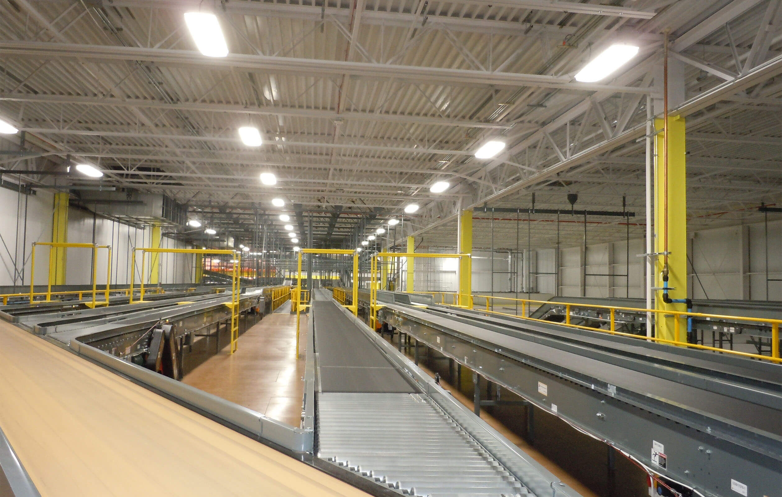 Some of the more than 9 miles of conveyer belts inside Fresh Direct's distribution center