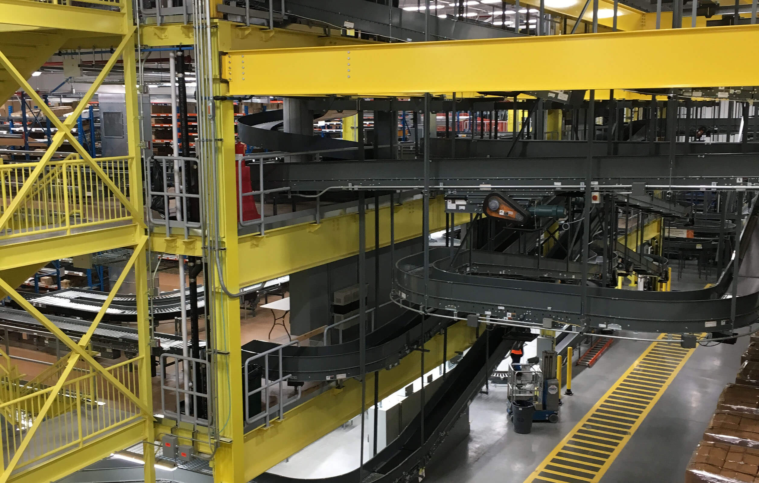 Inventory and equipment inside Fresh Direct's headquarters in the Bronx