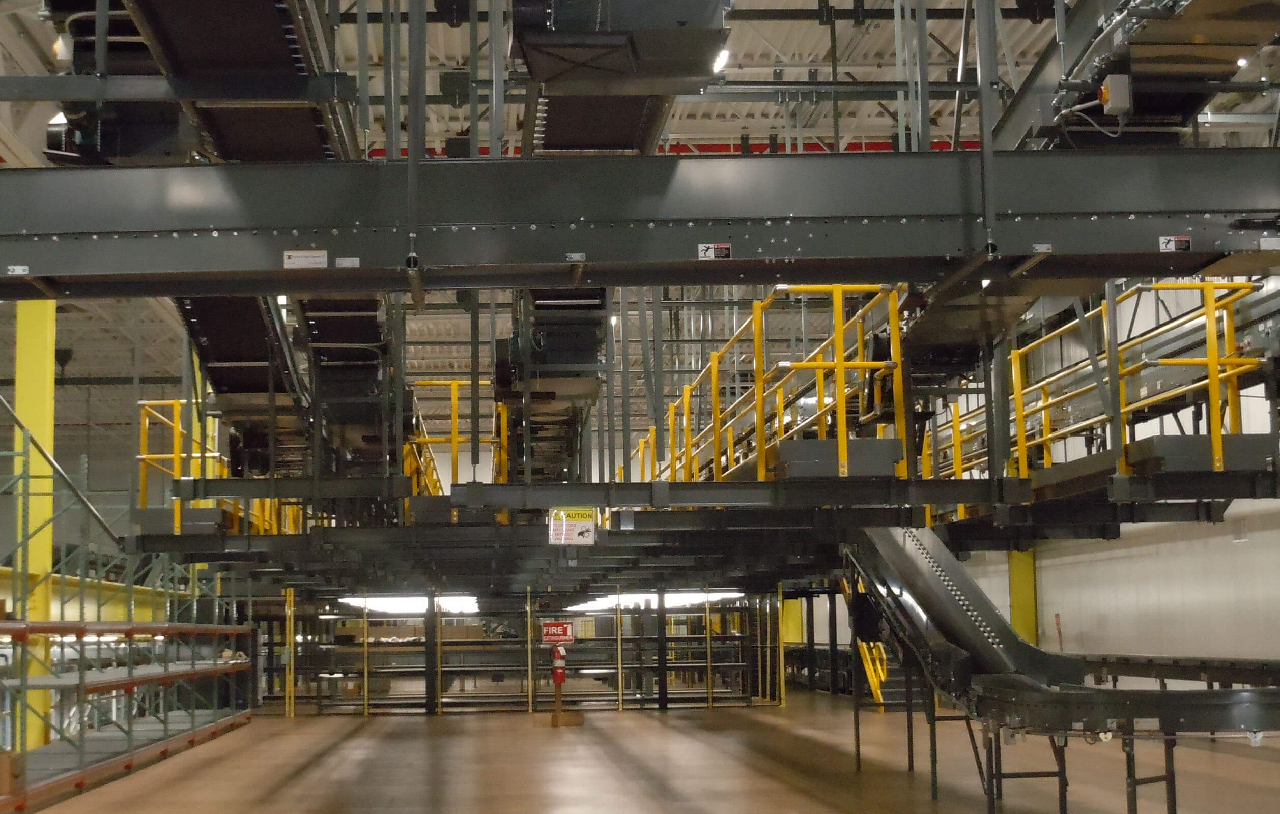 Conveyer belts inside Fresh Direct's 750,000 square foot food processing, warehousing, and distribution center in the South Bronx