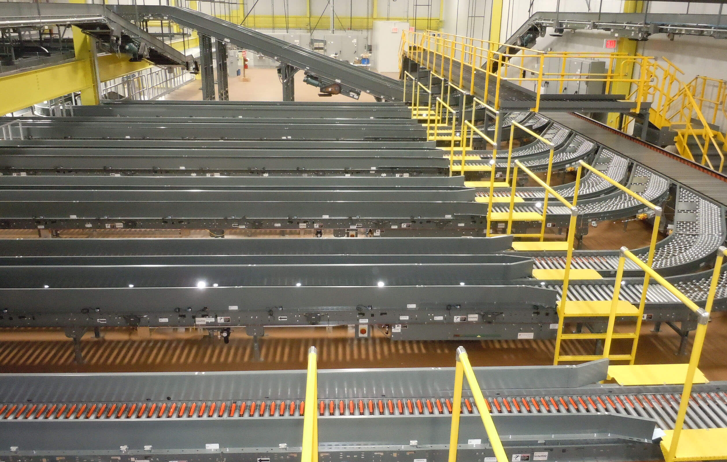 Part of the over nine-miles of conveyor belts inside Fresh Direct's food processing and distribution center