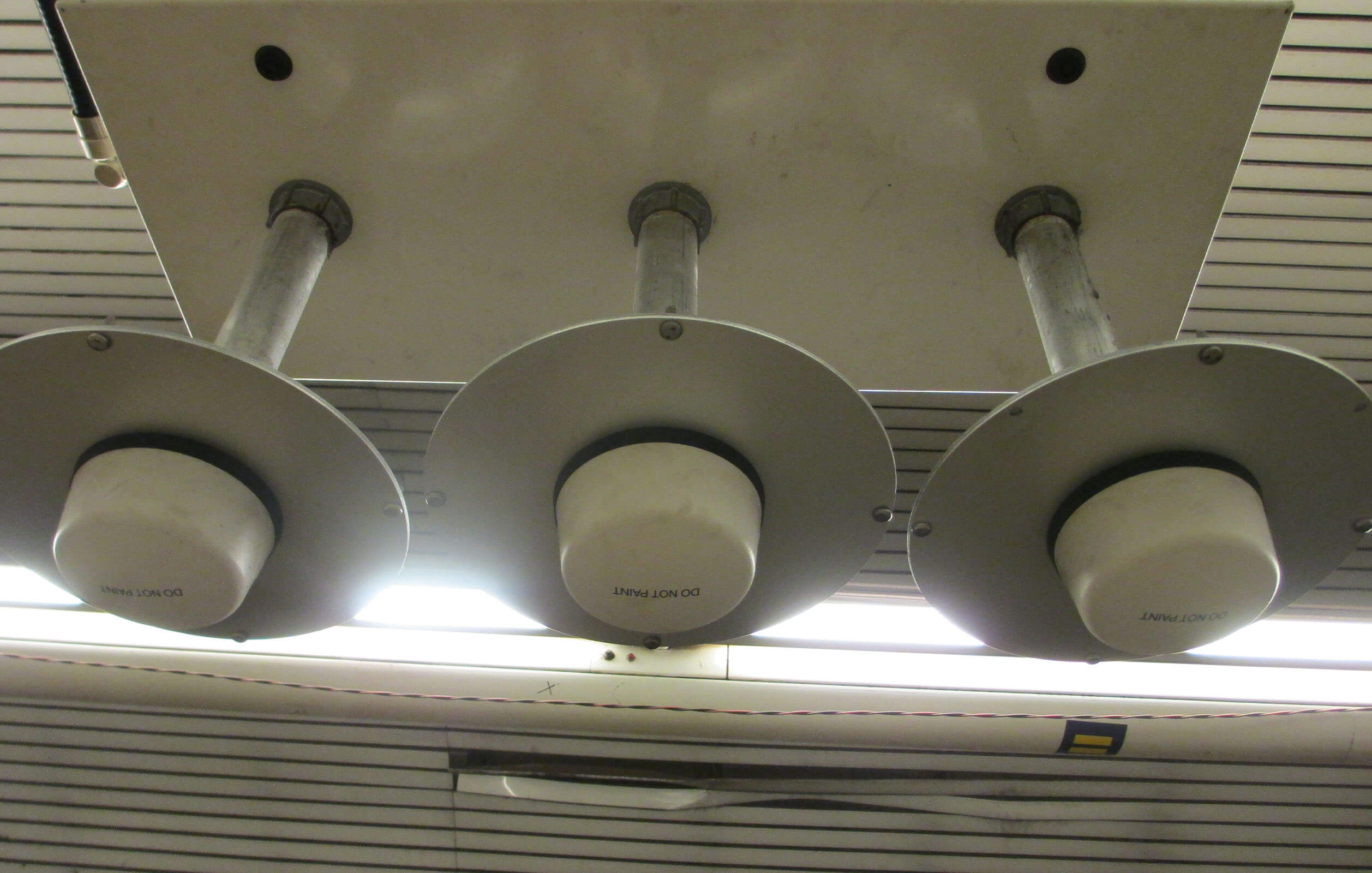 High-speed public Wi-Fi equipment attached to the ceiling of a New York City subway station