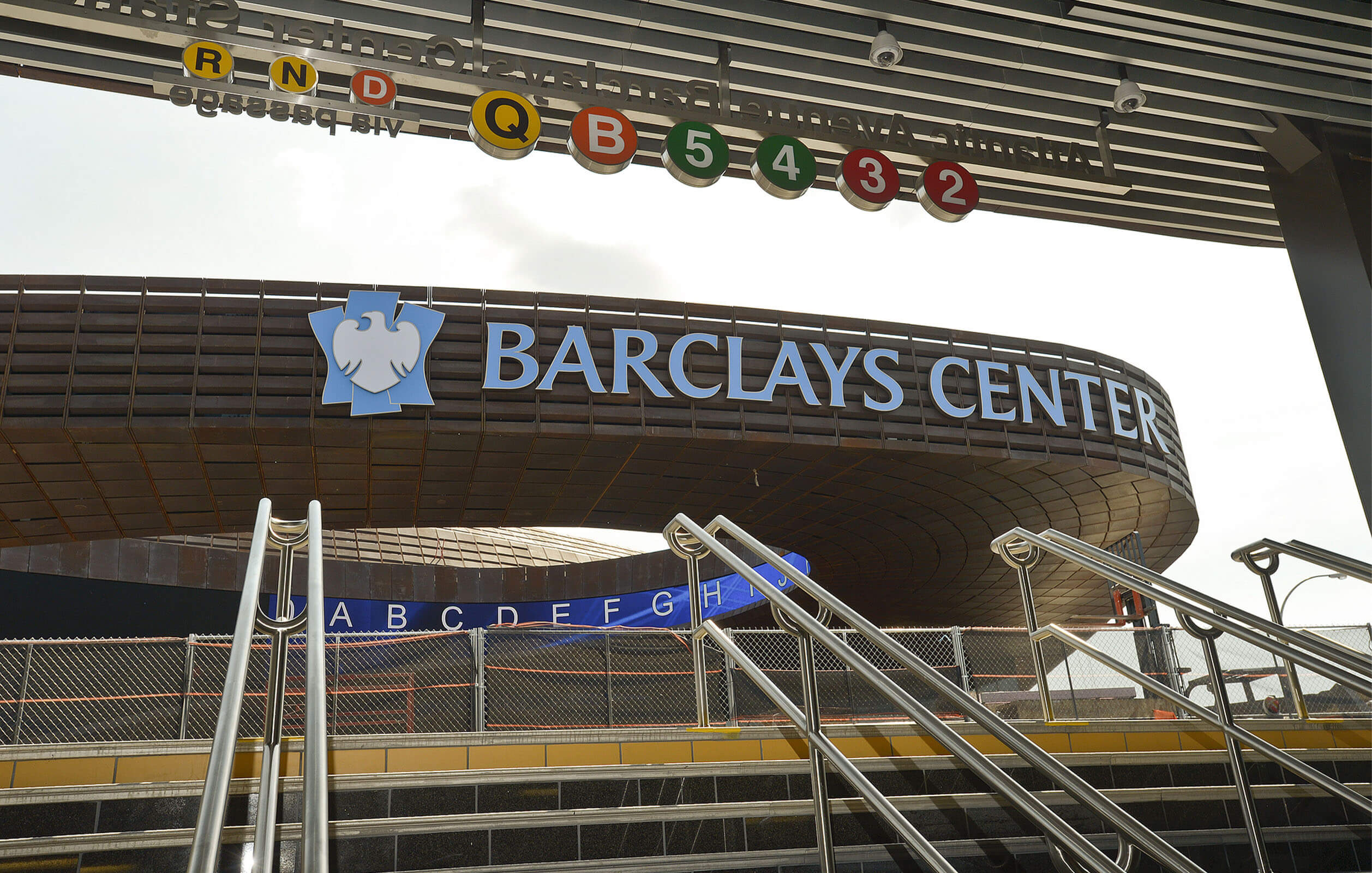 Steps leading from the Atlantic Terminal subway to the Barclays Center Arena