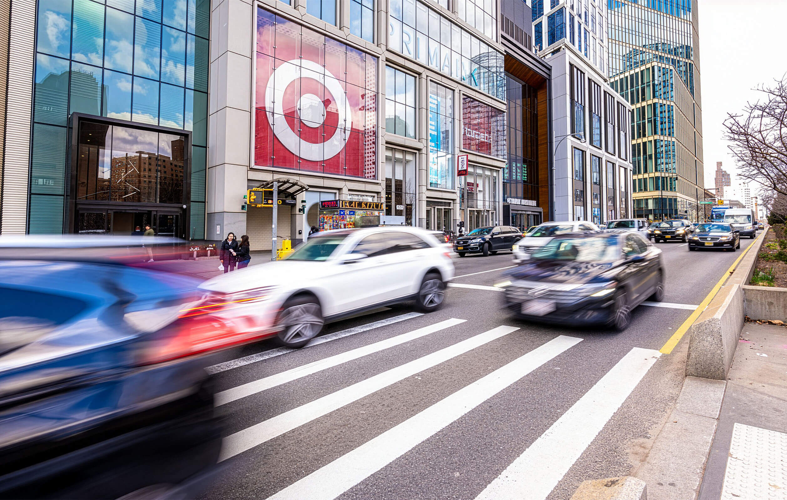 Cars driving past the Target sign at the City Point retail complex in Downtown Brooklyn