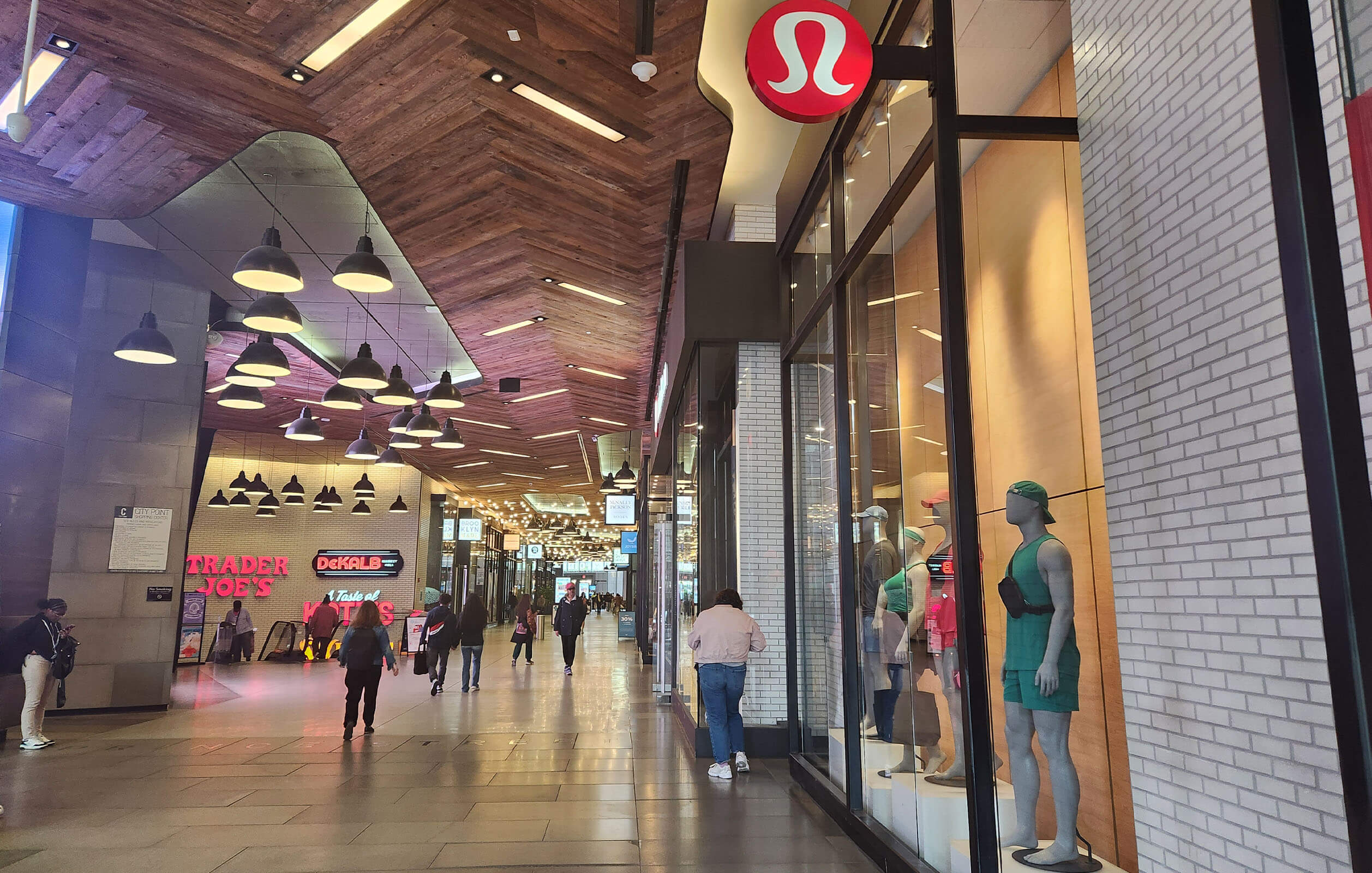 Walkway and Lululemon shop inside City Point