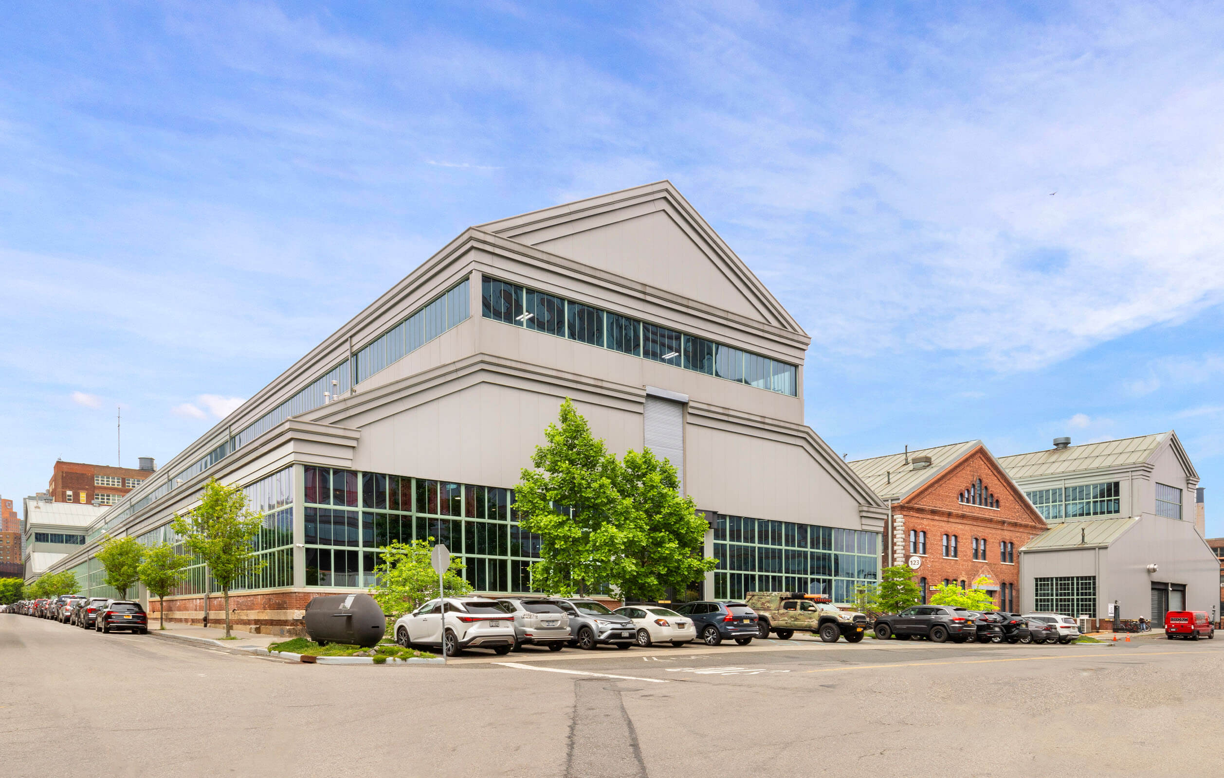 Exterior of the 215,000 square foot Building 128 in the Brooklyn Navy Yard