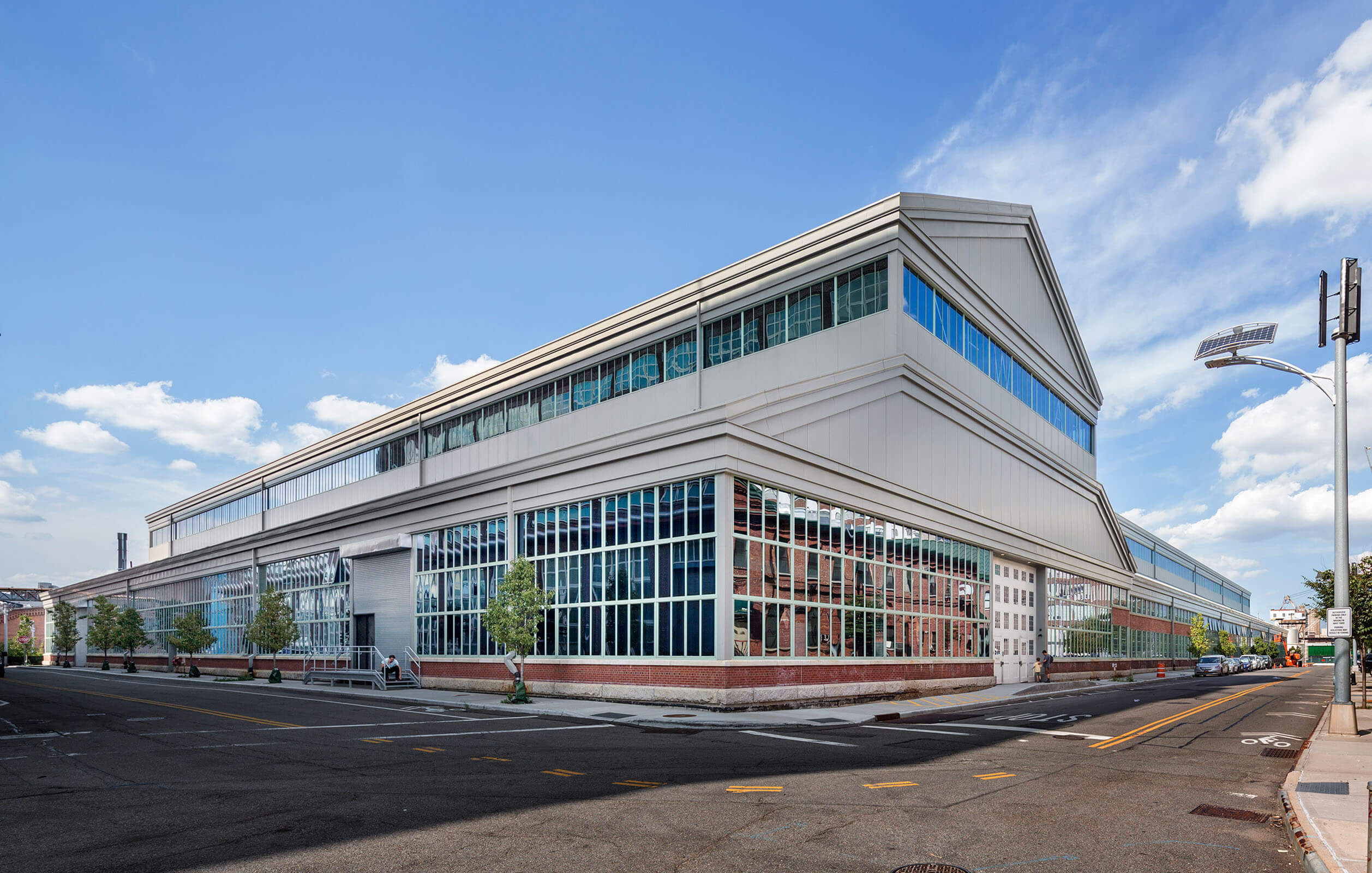 Windowed exterior of the Brooklyn Navy Yard's Building 128