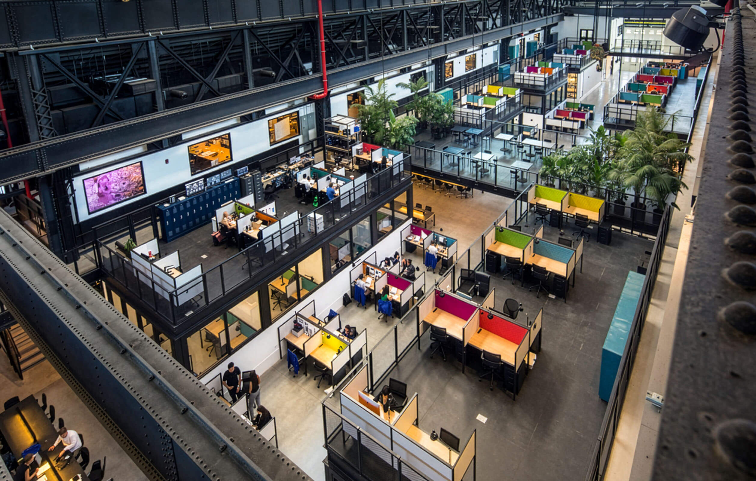 Cavernous workspace within the sprawling Newlab facility