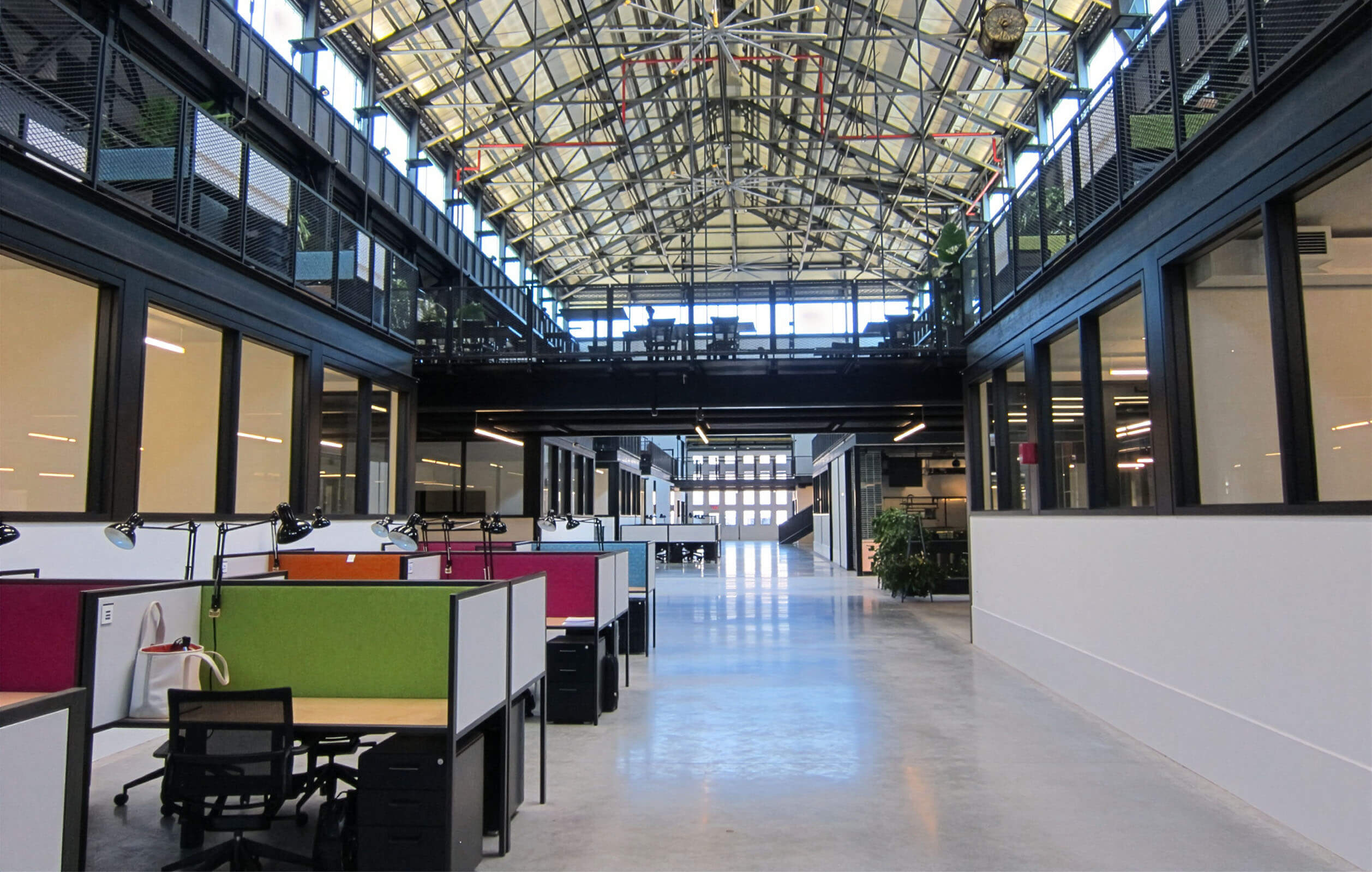 The huge interior workspace at Newlab