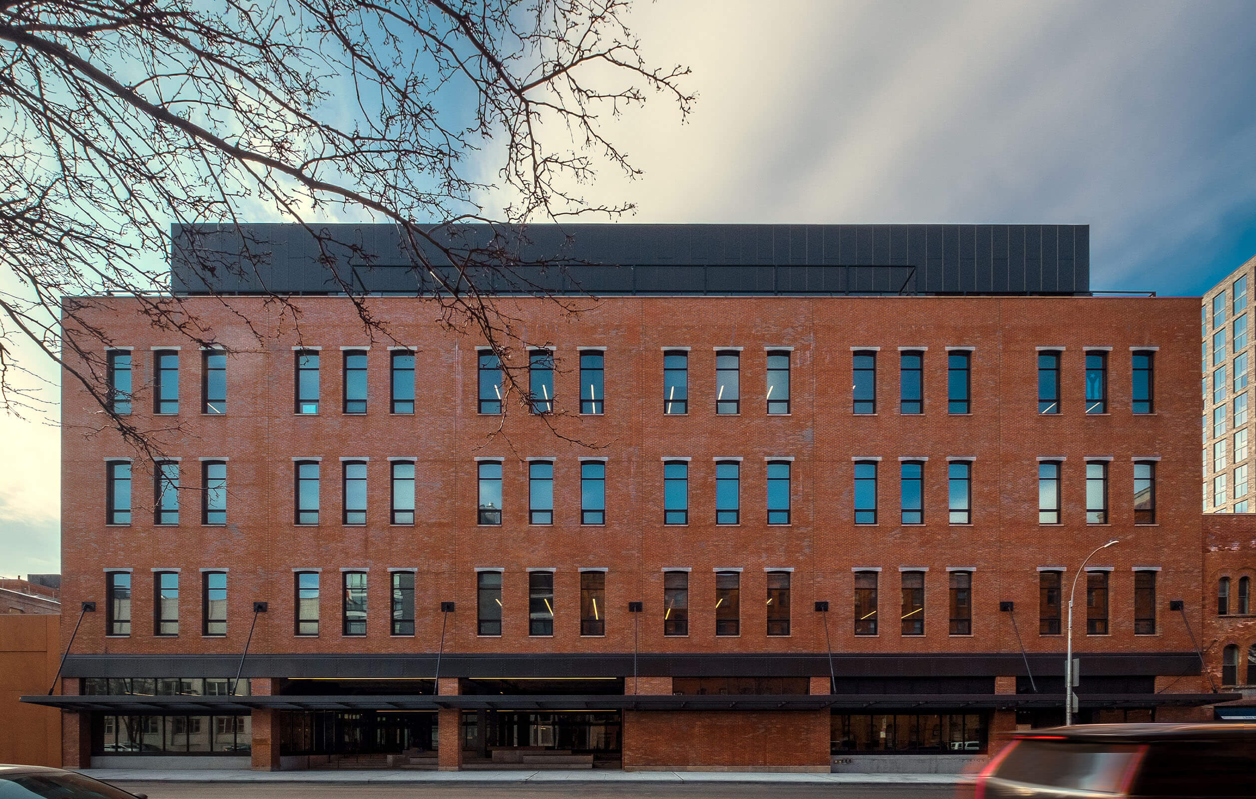 Front view of the renovated 188,000 square foot building in the South Bronx known as DREAM Charter School
