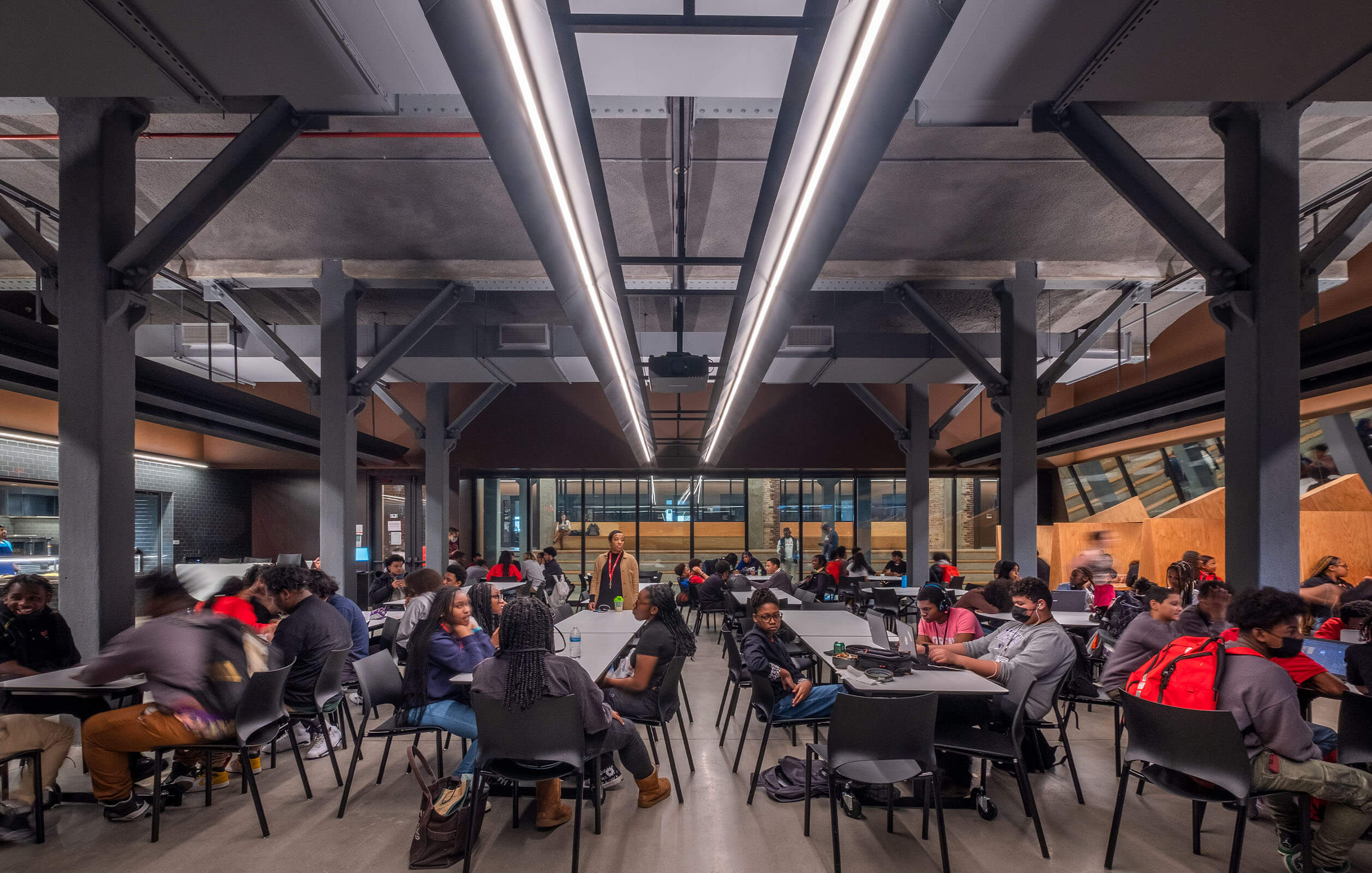 Students in the new cafeteria at the DREAM Charter School in the South Bronx